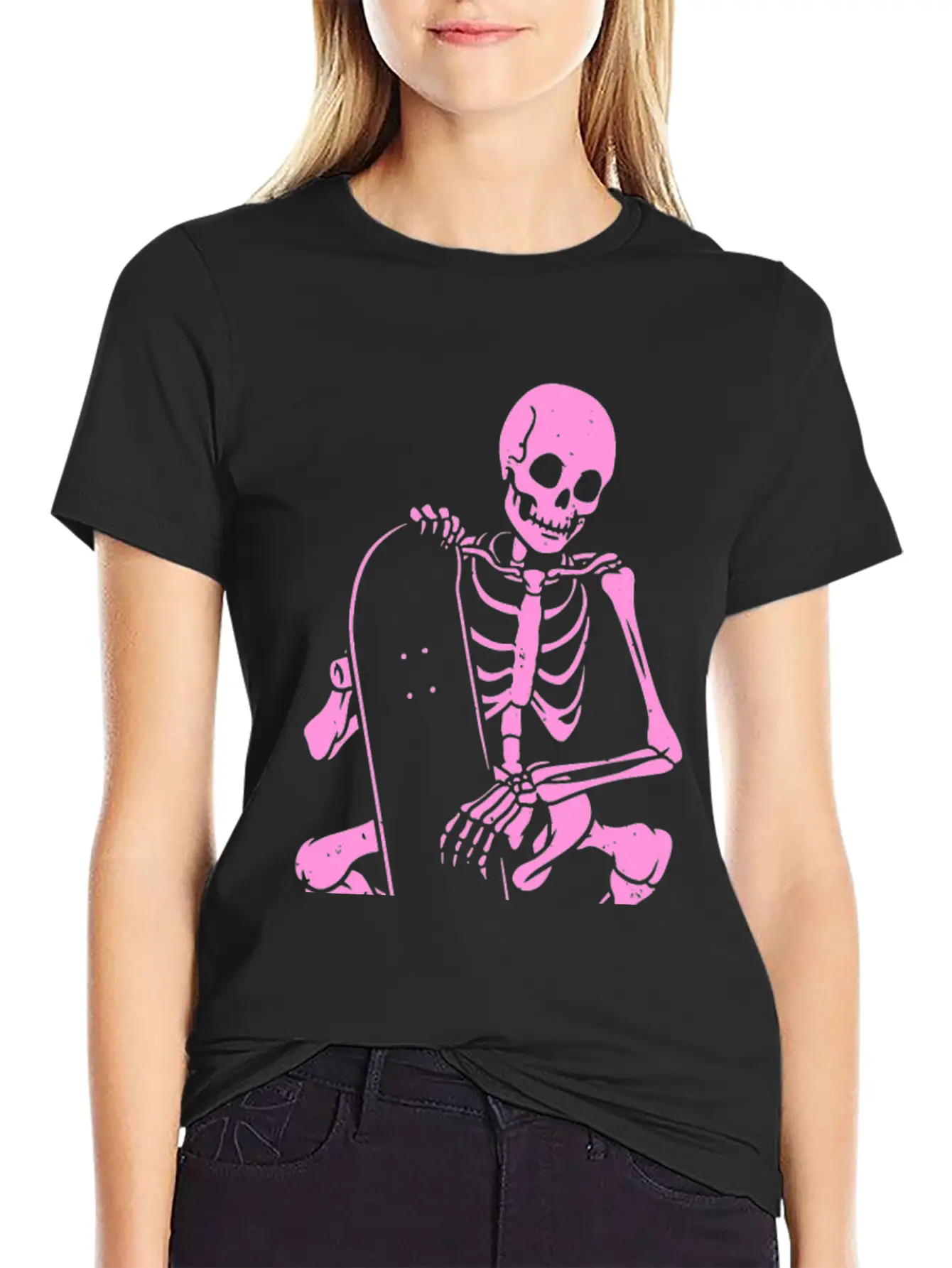 Skeleton Skater Modern Fit Casual T-Shirt – Clean And Versatile Design