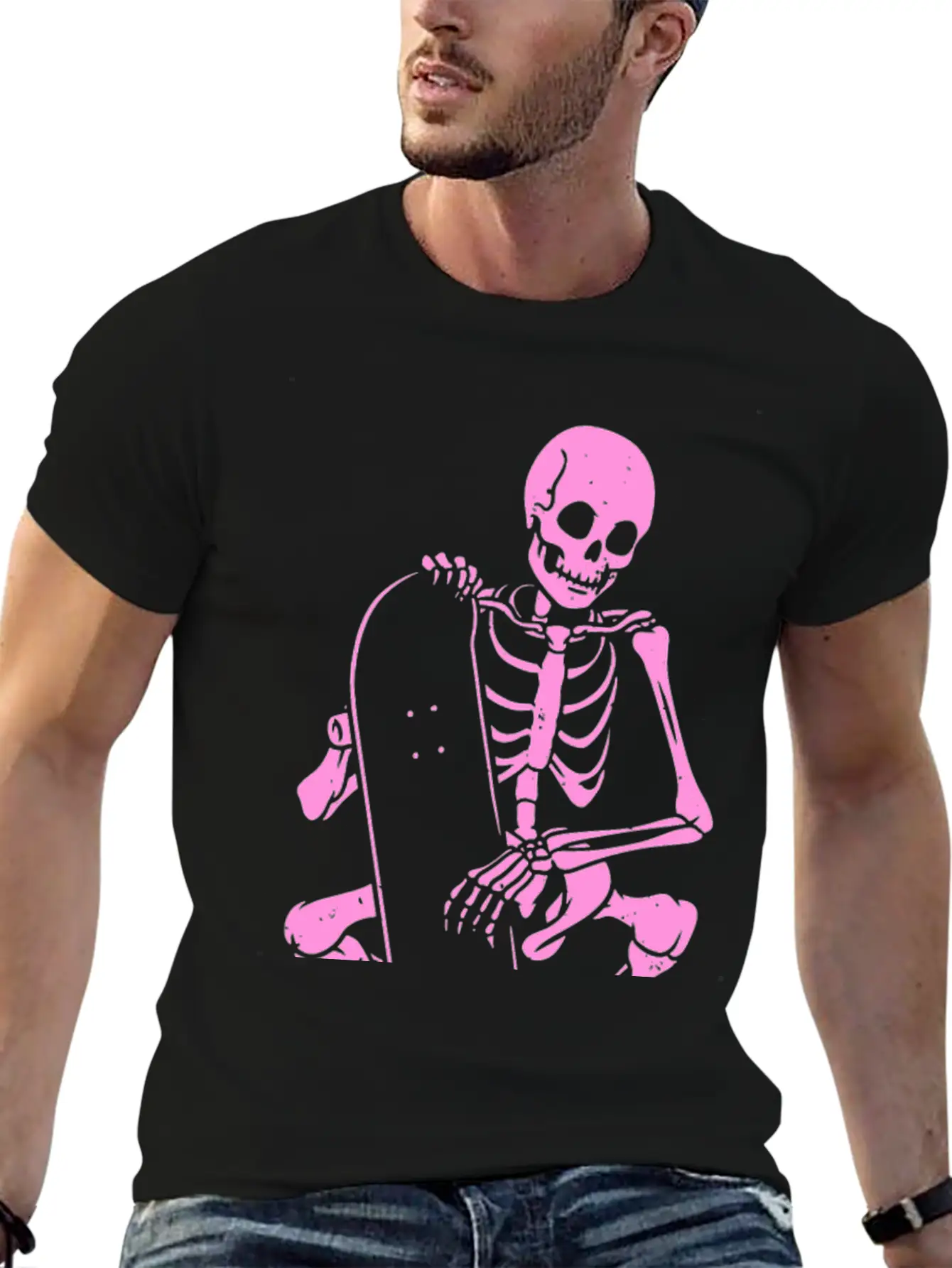 Skeleton Skater Modern Fit Casual T-Shirt – Clean And Versatile Design