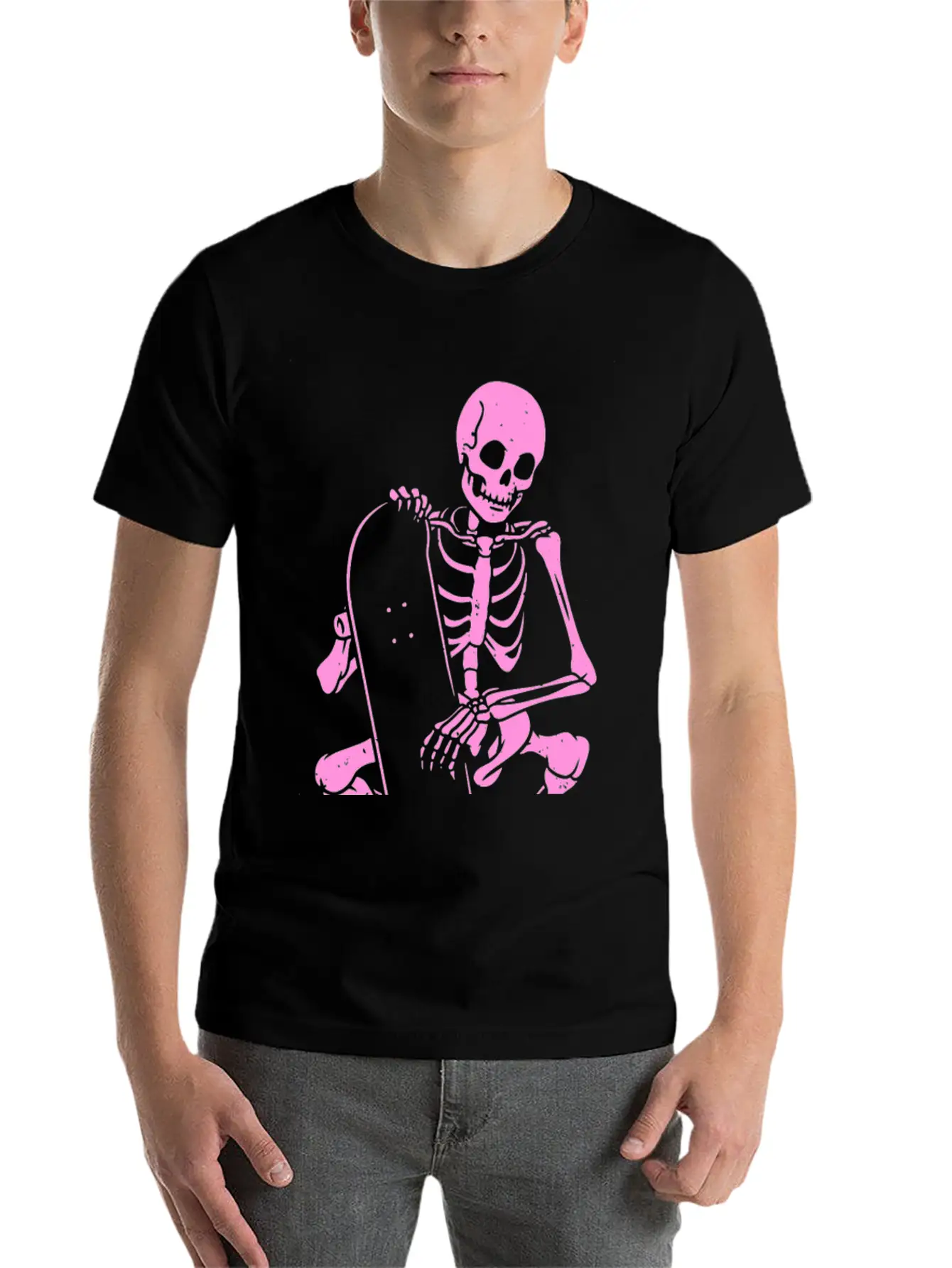 Skeleton Skater Modern Fit Casual T-Shirt – Clean And Versatile Design