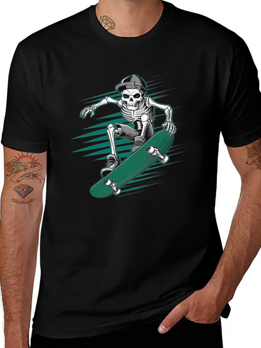 Skeleton Skull Skateboarder Skater Skating Lightweight Cotton T-Shirt – Daily Comfort Graphic Shirt