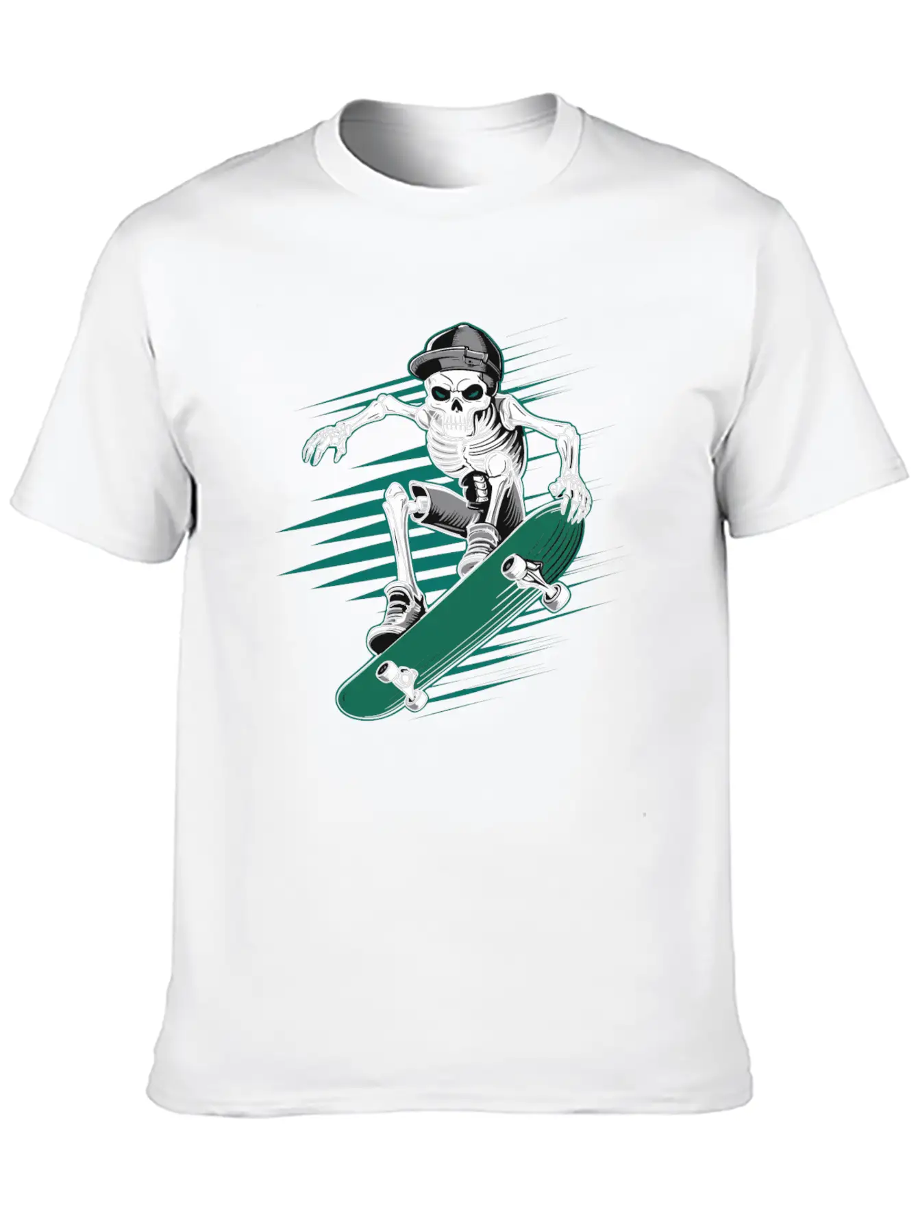 Skeleton Skull Skateboarder Skater Skating Lightweight Cotton T-Shirt – Daily Comfort Graphic Shirt