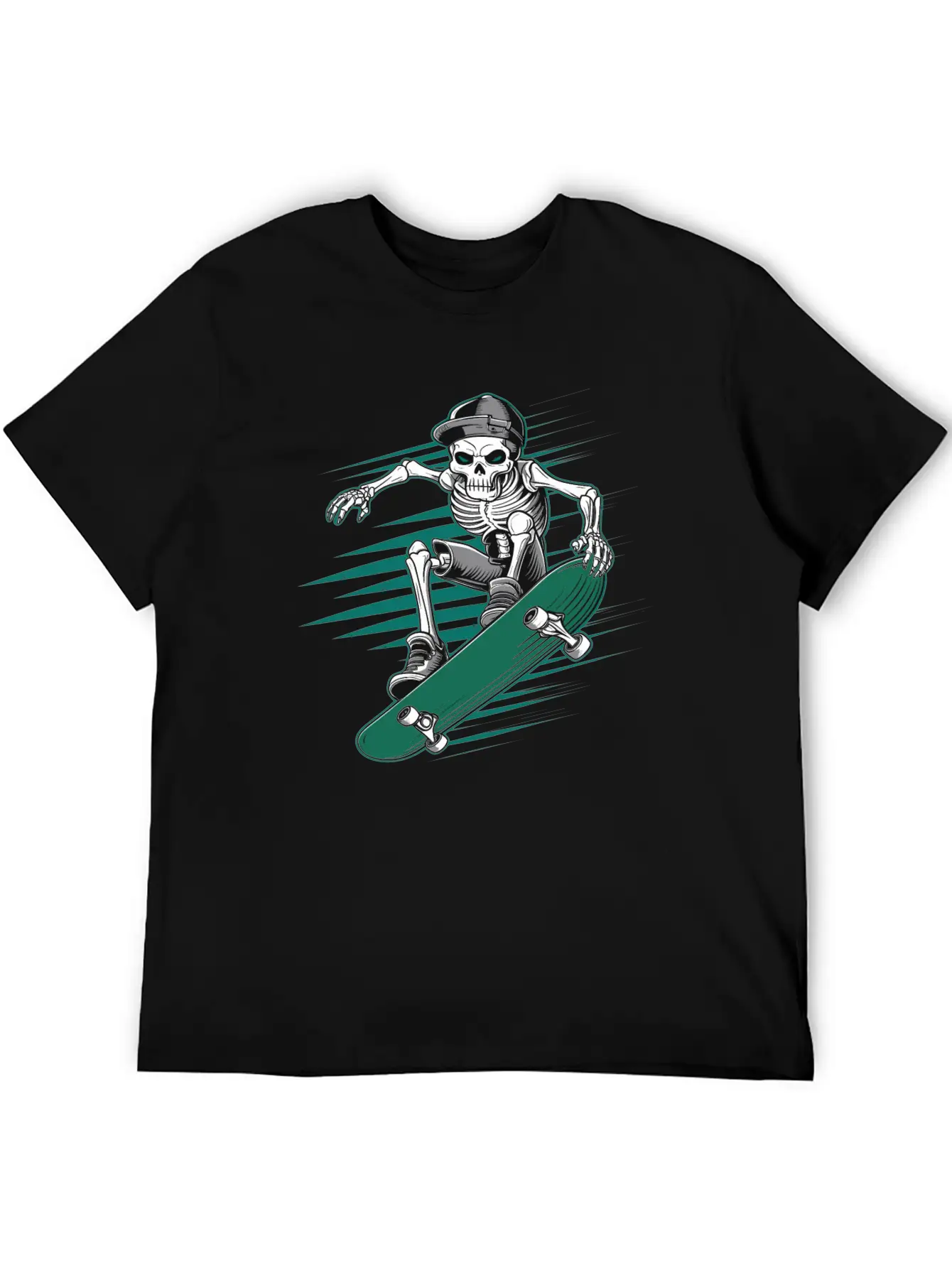 Skeleton Skull Skateboarder Skater Skating Lightweight Cotton T-Shirt – Daily Comfort Graphic Shirt