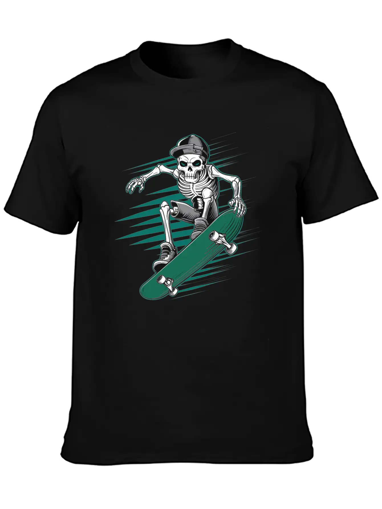 Skeleton Skull Skateboarder Skater Skating Lightweight Cotton T-Shirt – Daily Comfort Graphic Shirt