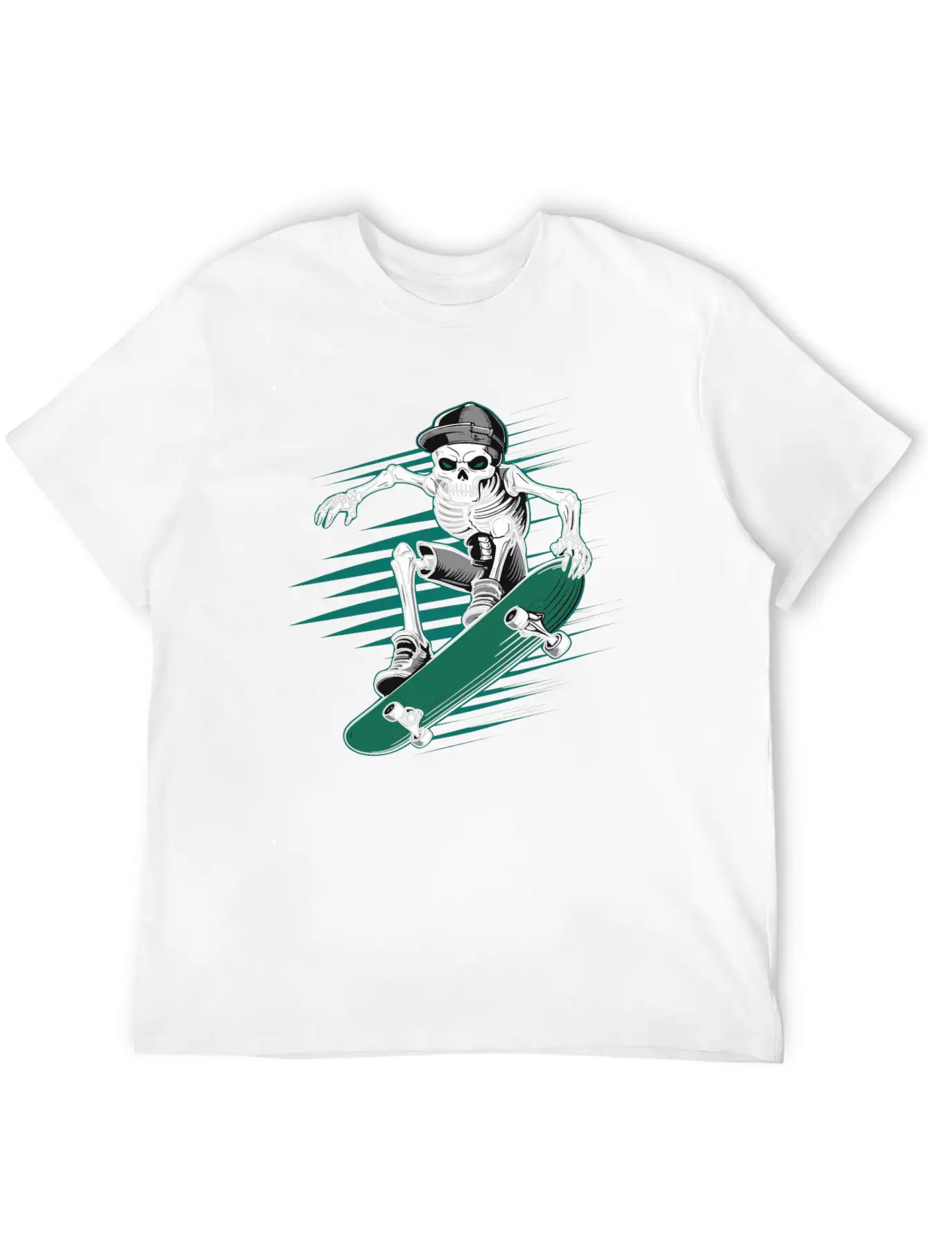 Skeleton Skull Skateboarder Skater Skating Lightweight Cotton T-Shirt – Daily Comfort Graphic Shirt