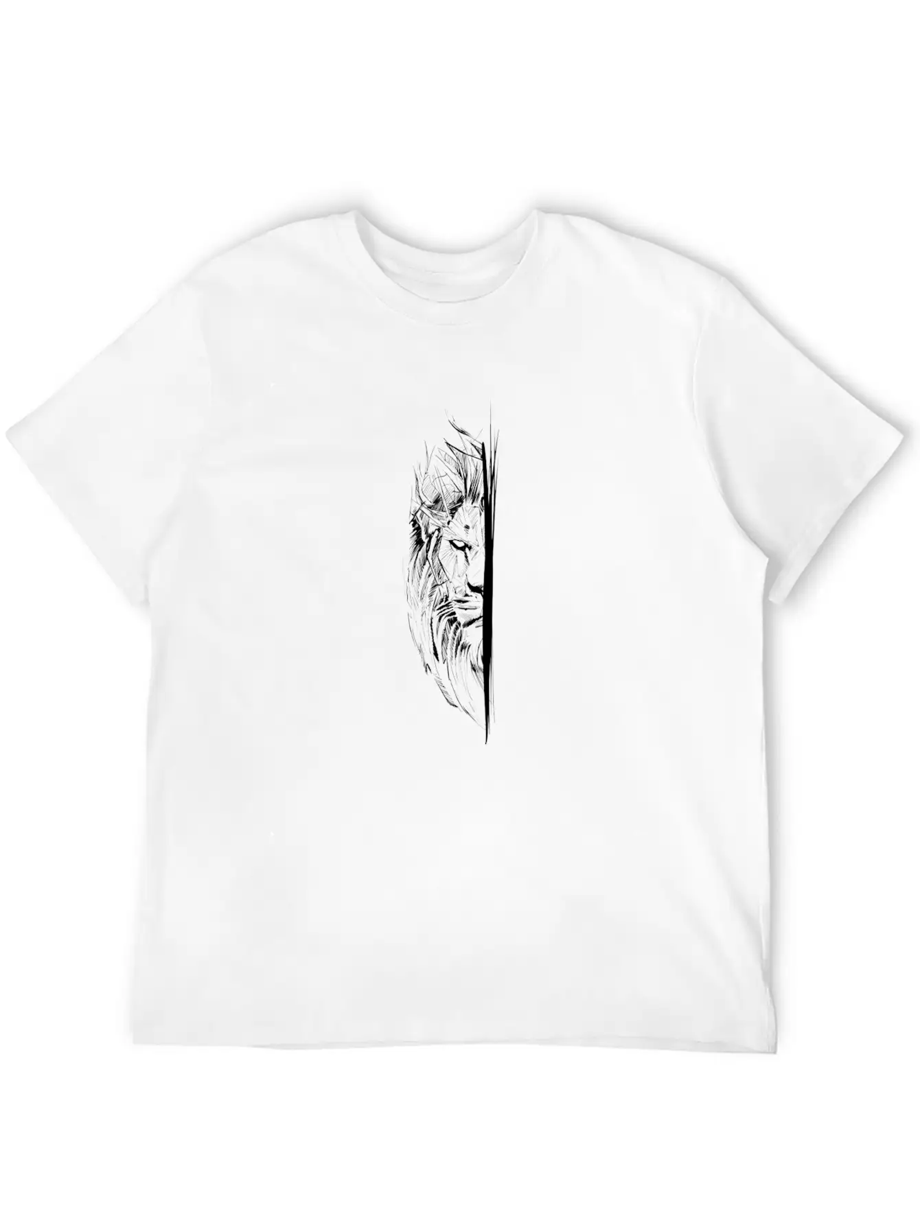 Sketch Lion Classic Fit Graphic Tee For Daily Comfort – Unisex Cotton Shirt