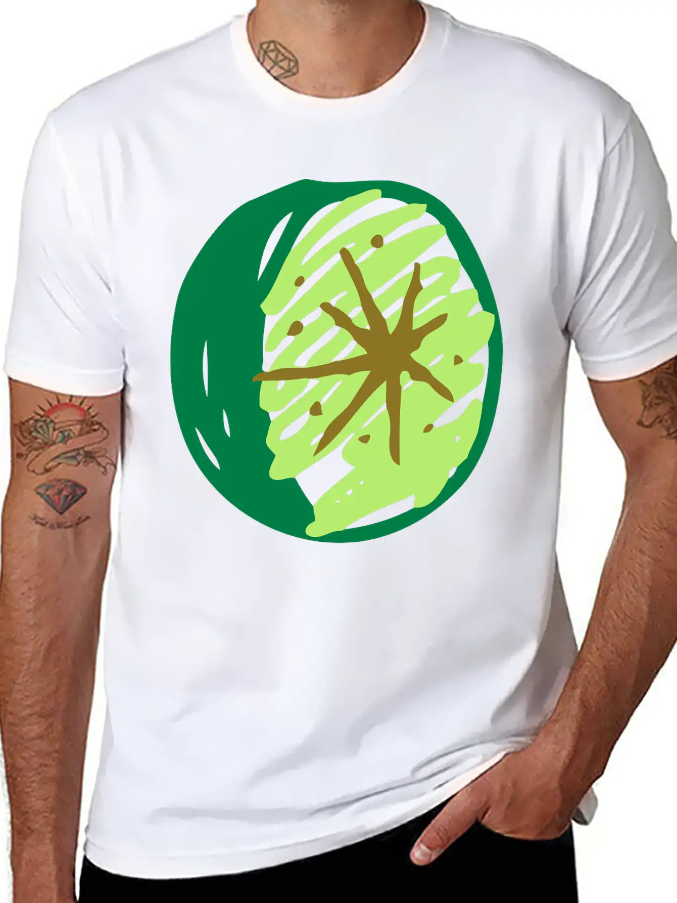 Sketched Lime Essential Cotton Tee For Daily Outfits – Unisex Style