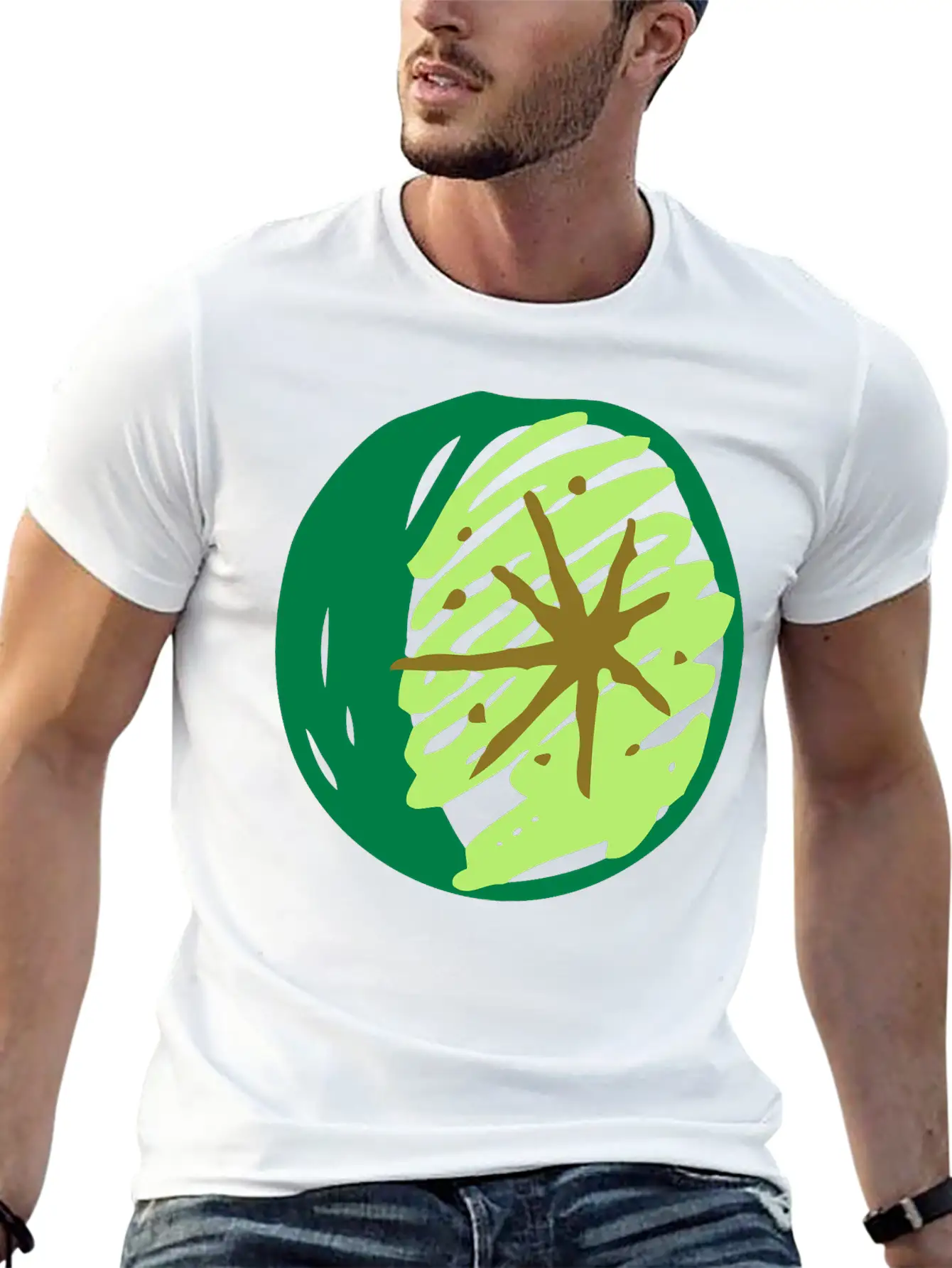 Sketched Lime Essential Cotton Tee For Daily Outfits – Unisex Style
