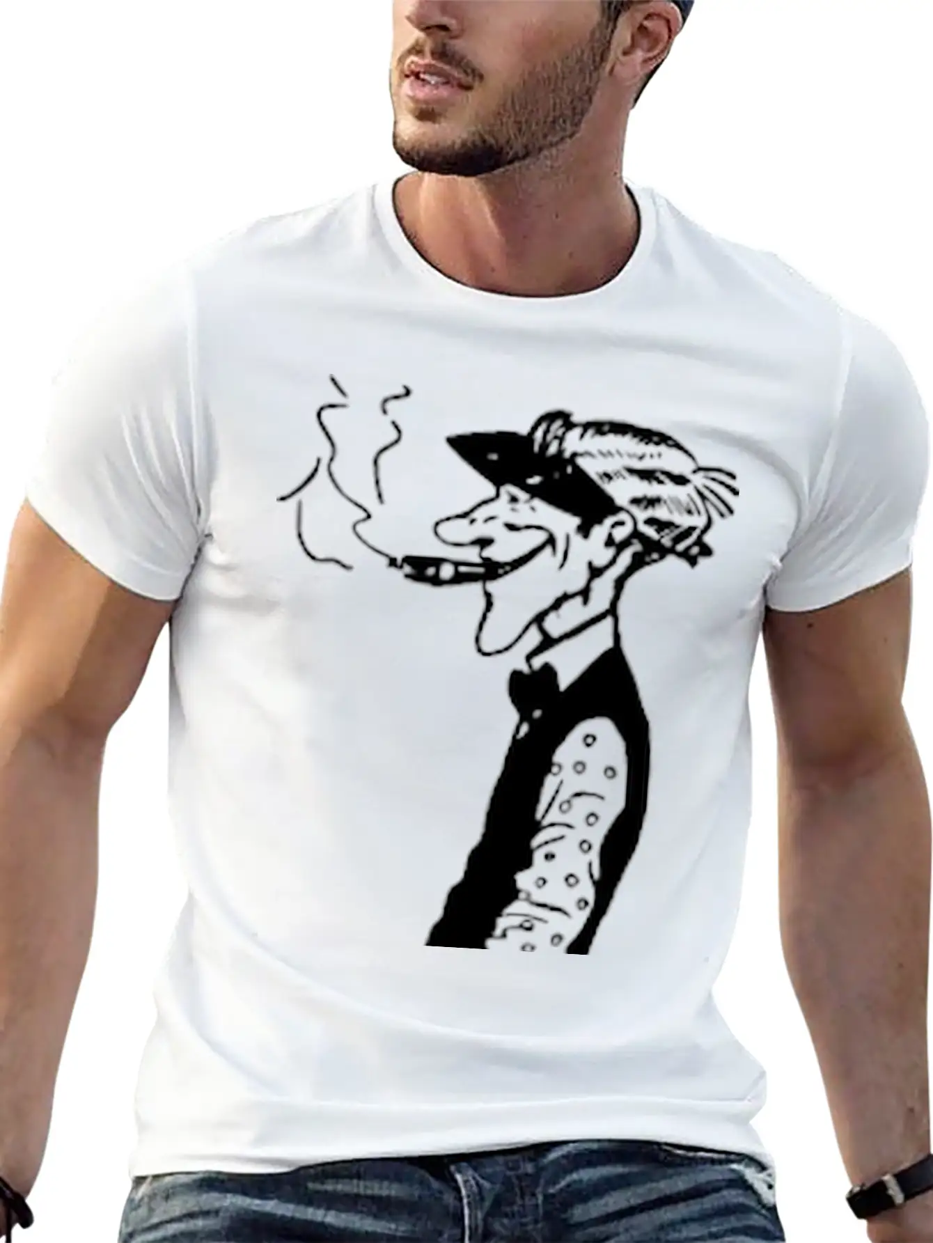 Skinny Man Smokes Basic Graphic T-Shirt – Daily Comfort In Soft Cotton