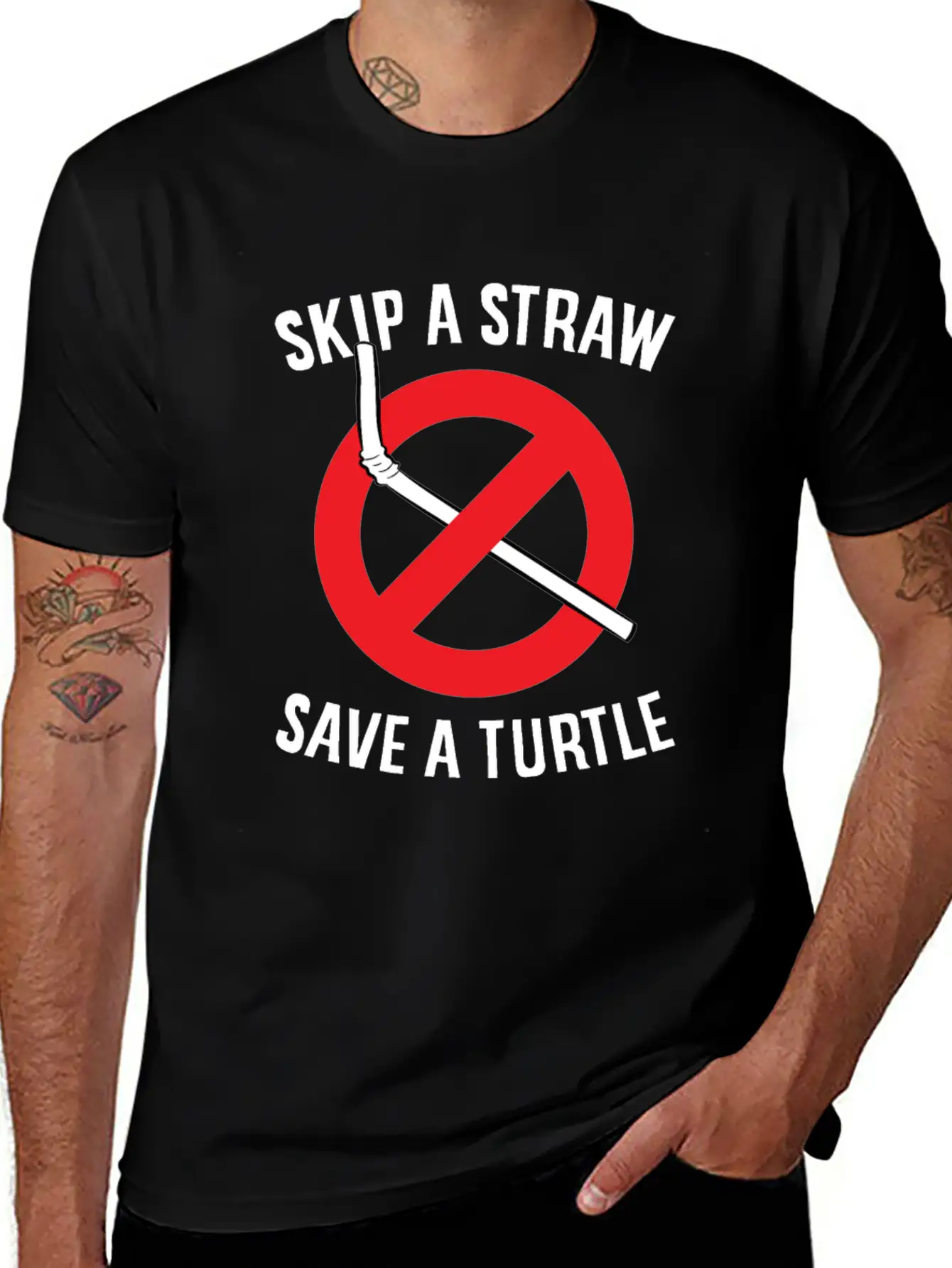 Skip A Straw Save A Turtle Save The Turtles Stylish Everyday T-Shirt ��� Unisex Basic Cotton Tee