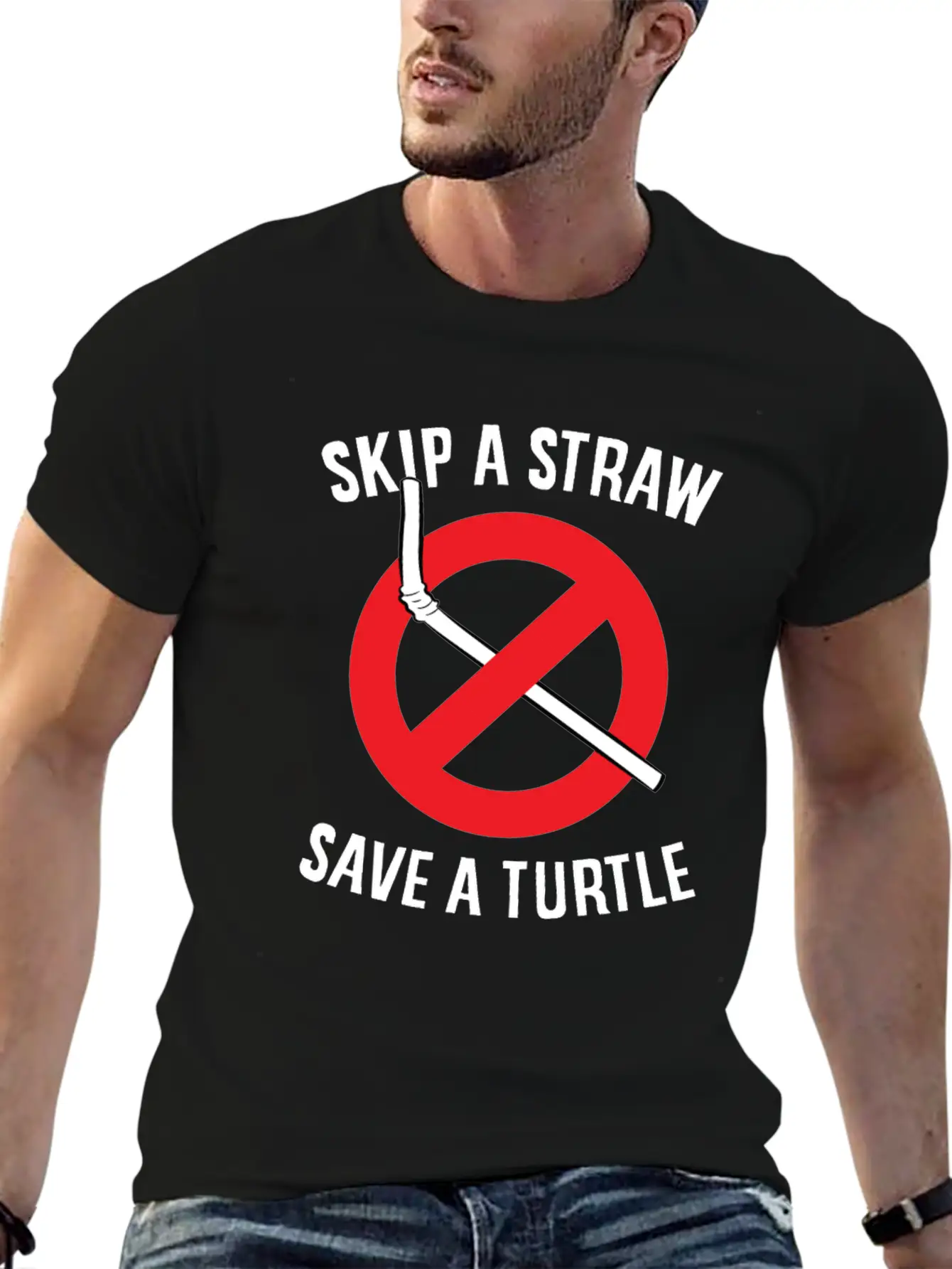 Skip A Straw Save A Turtle Save The Turtles Stylish Everyday T-Shirt ��� Unisex Basic Cotton Tee