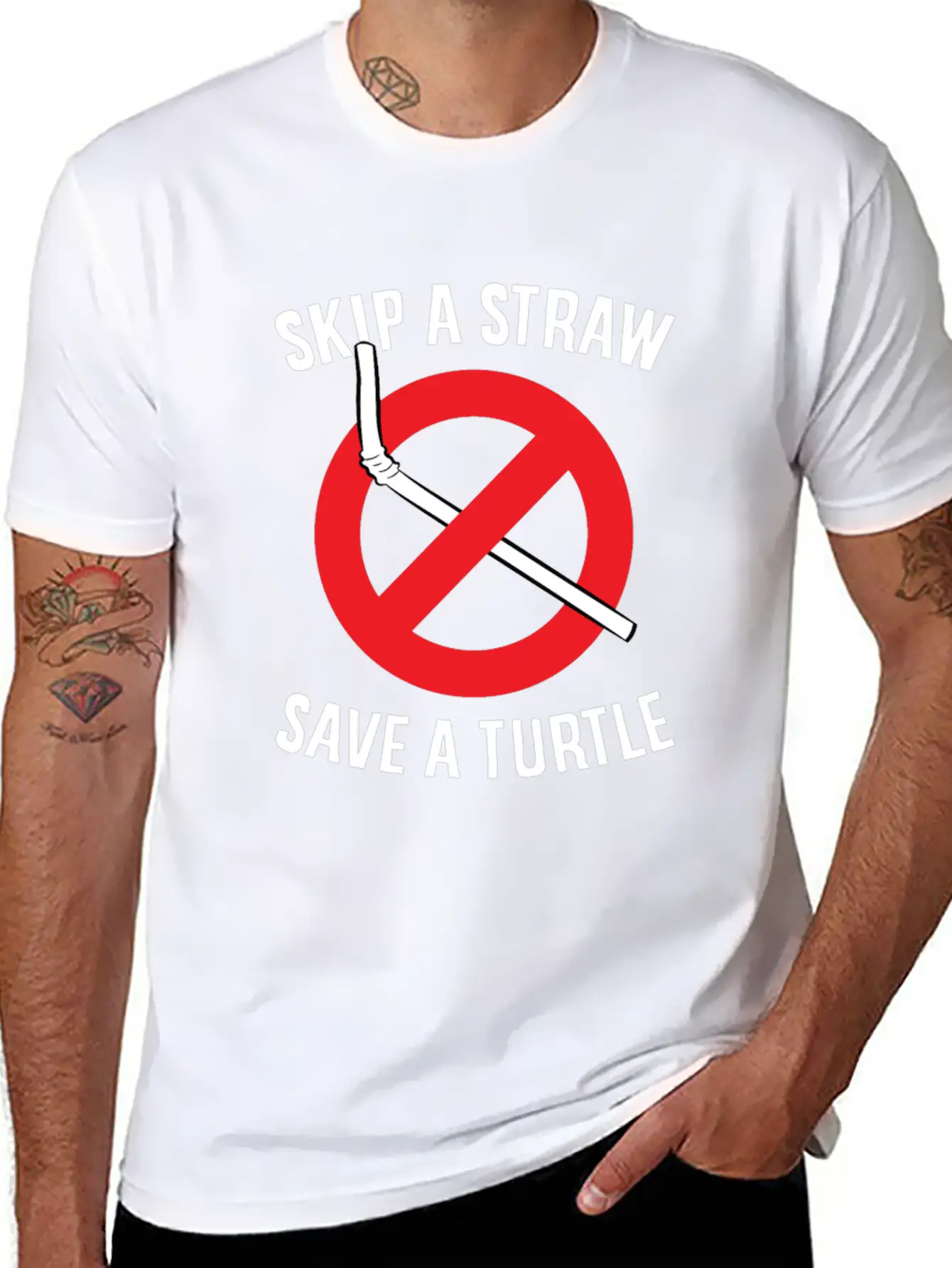 Skip A Straw Save A Turtle Save The Turtles Stylish Everyday T-Shirt ��� Unisex Basic Cotton Tee