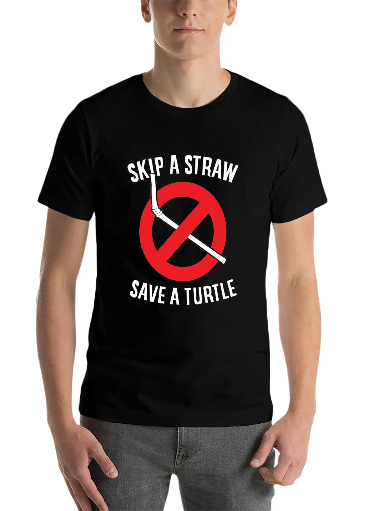 Skip A Straw Save A Turtle Save The Turtles Stylish Everyday T-Shirt ��� Unisex Basic Cotton Tee