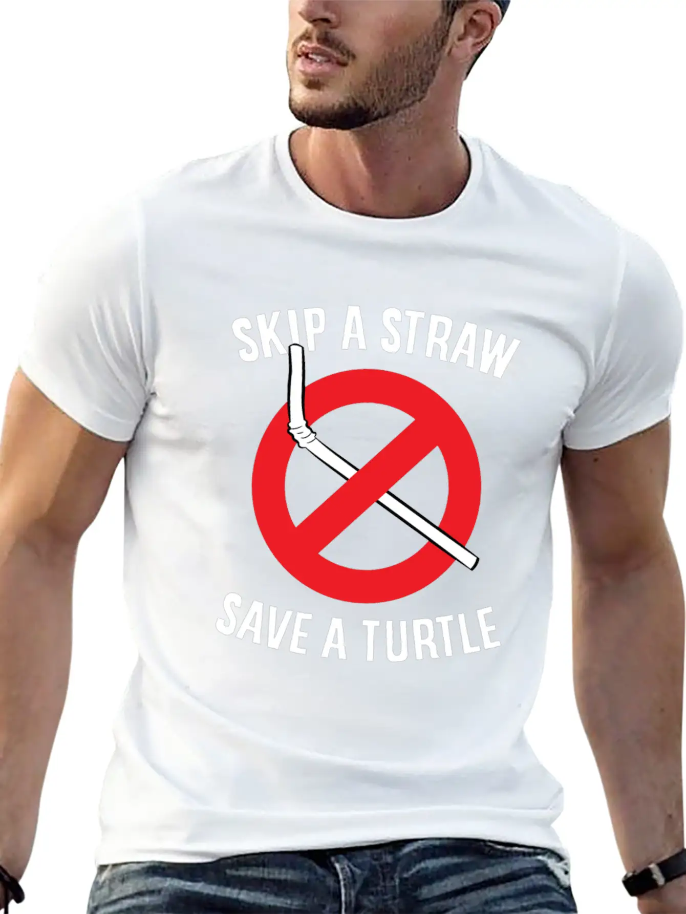 Skip A Straw Save A Turtle Save The Turtles Stylish Everyday T-Shirt ��� Unisex Basic Cotton Tee