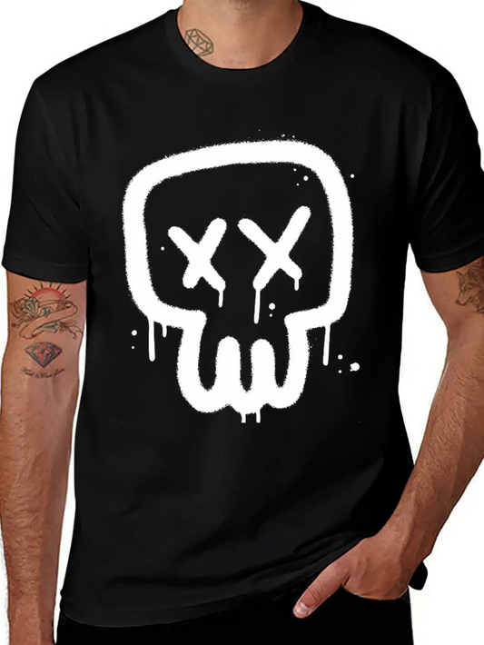 Skull Graffiti Essential Cotton Tee For Daily Outfits – Unisex Style