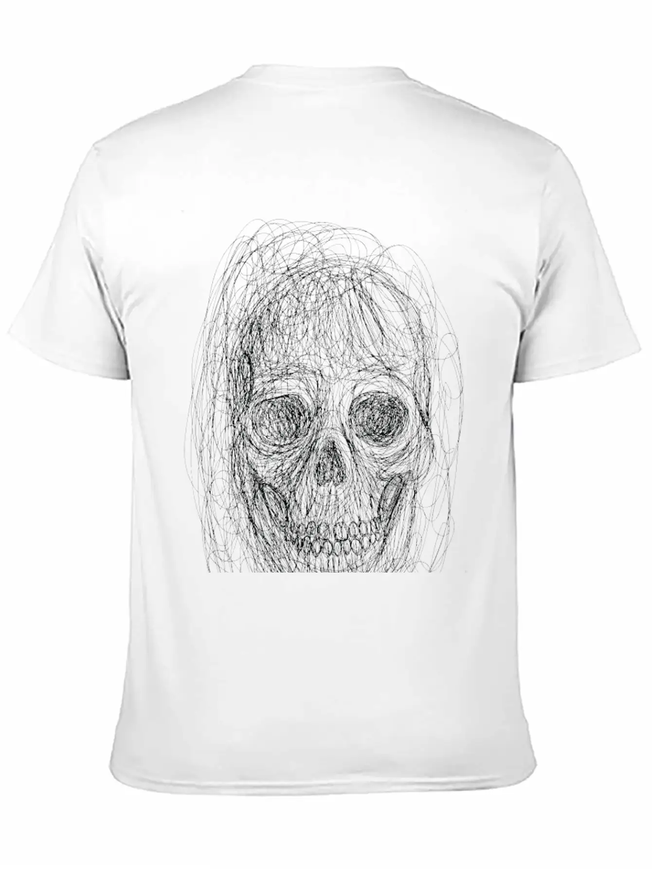 Skull Line Art_ Painted Skull Face Soft Cotton Short Sleeve Tee – Unisex Wardrobe Staple