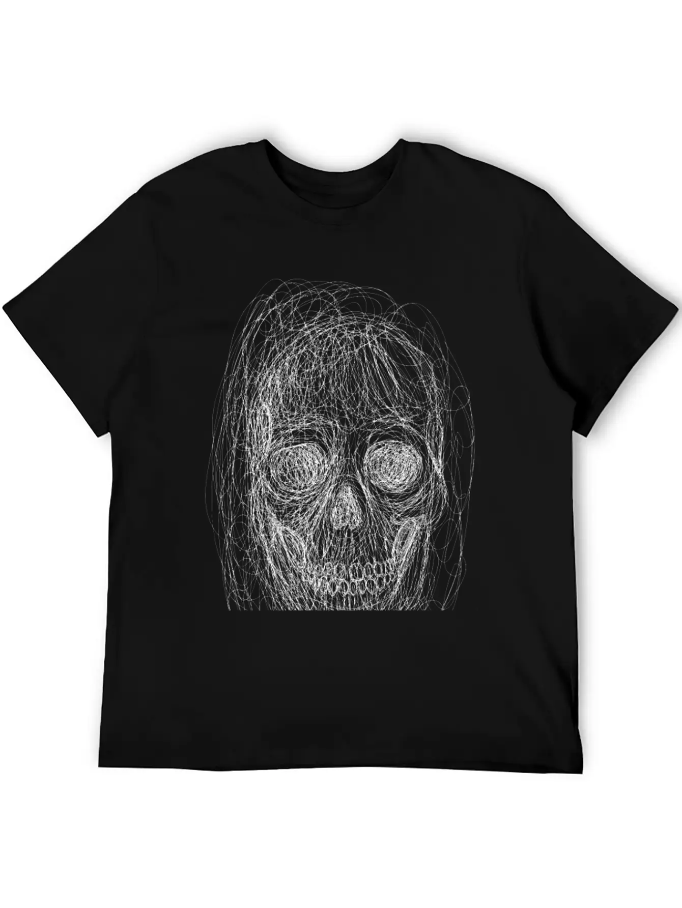 Skull Line Art_ Painted Skull Face Soft Cotton Short Sleeve Tee – Unisex Wardrobe Staple