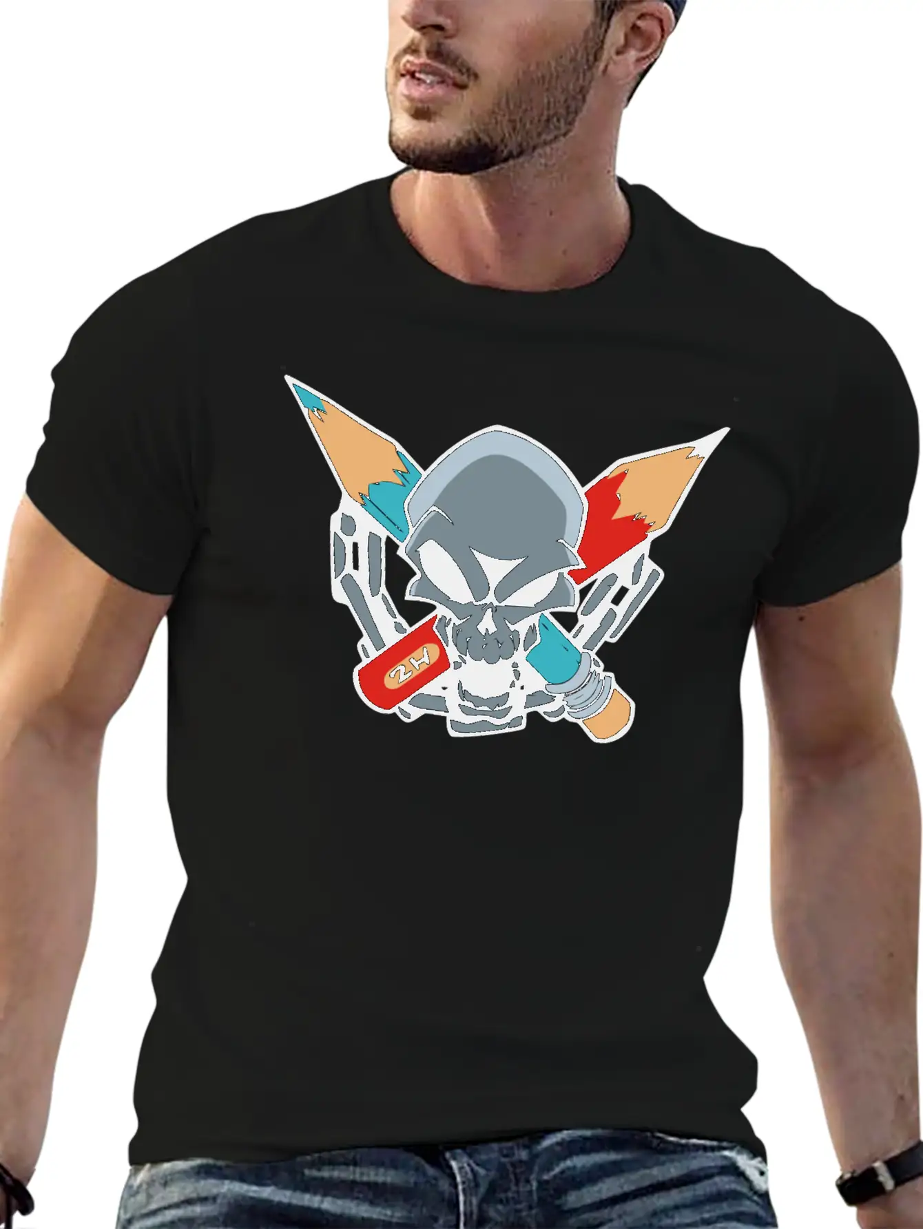 Skull Pencil Modern Fit Casual T-Shirt – Clean And Versatile Design