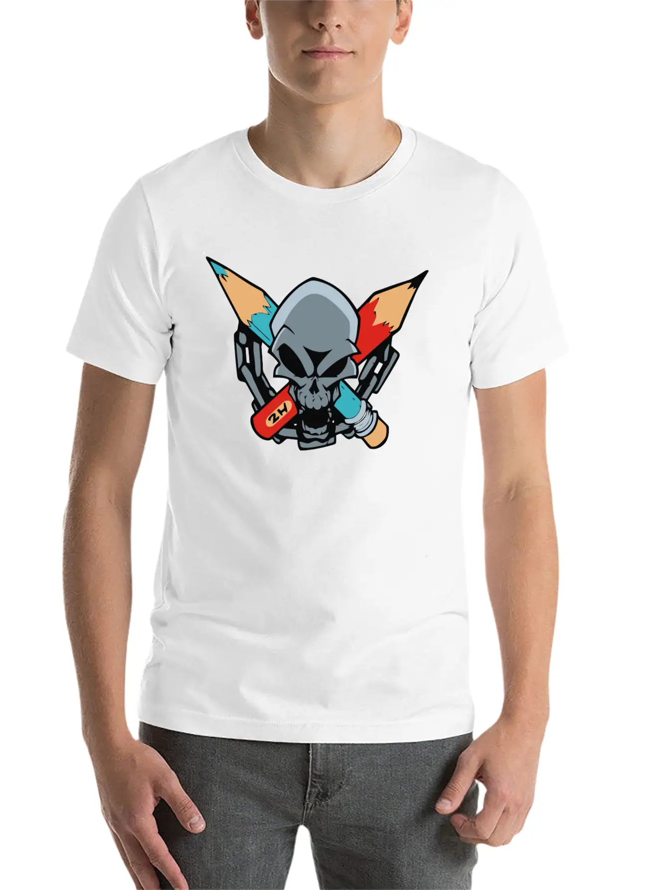 Skull Pencil Modern Fit Casual T-Shirt – Clean And Versatile Design