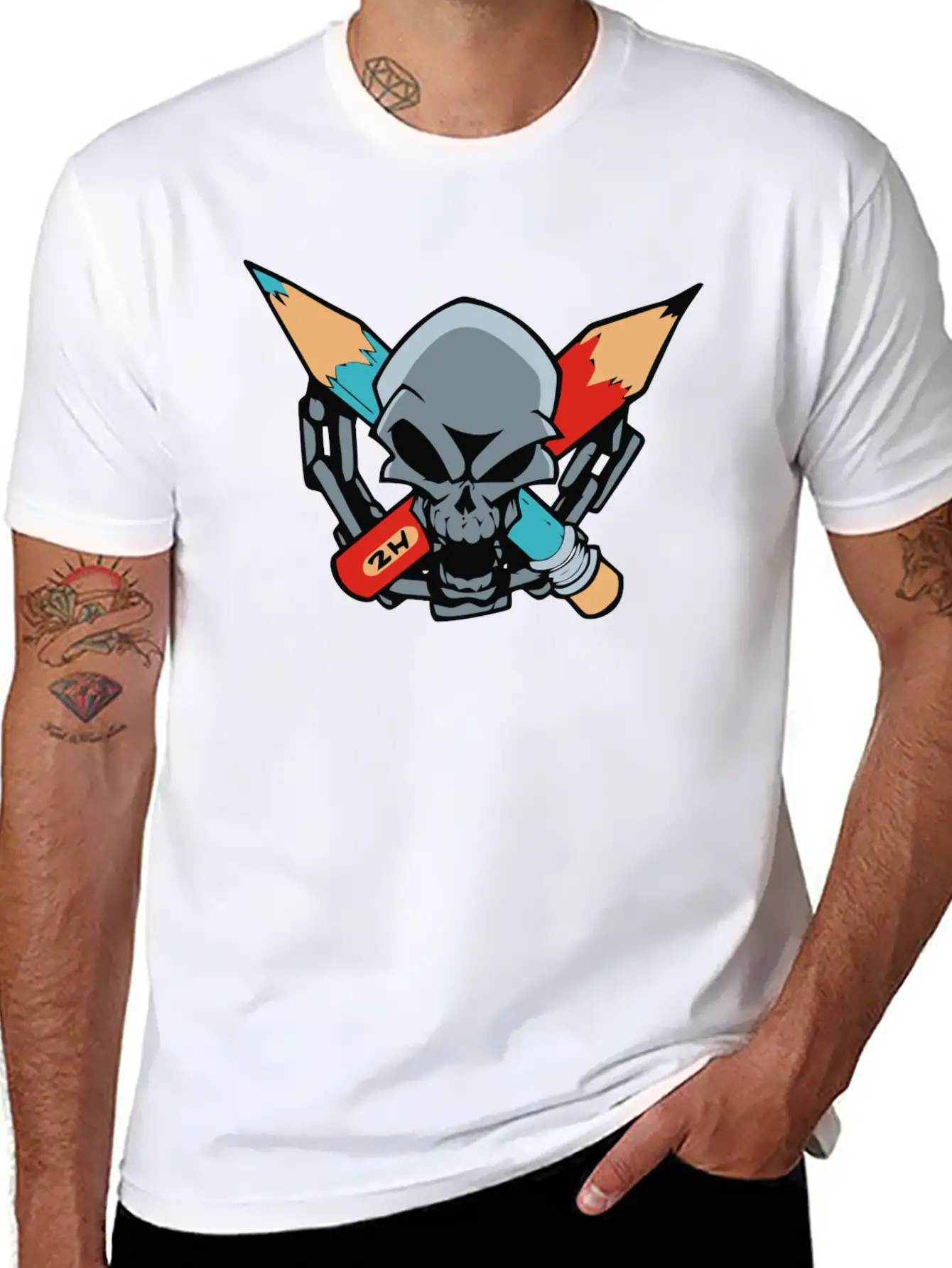 Skull Pencil Modern Fit Casual T-Shirt – Clean And Versatile Design