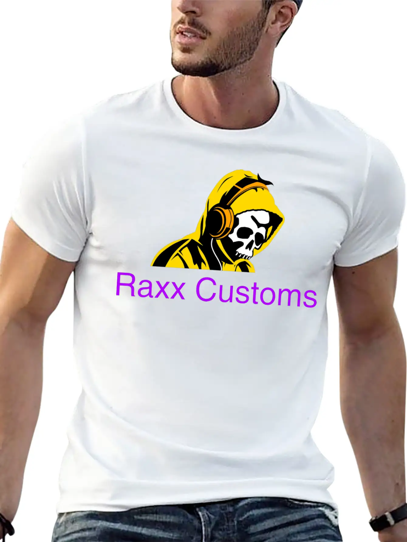 SKULL RAXX CUSTOMS Logo Yellow Basic Graphic T-Shirt – Daily Comfort In Soft Cotton