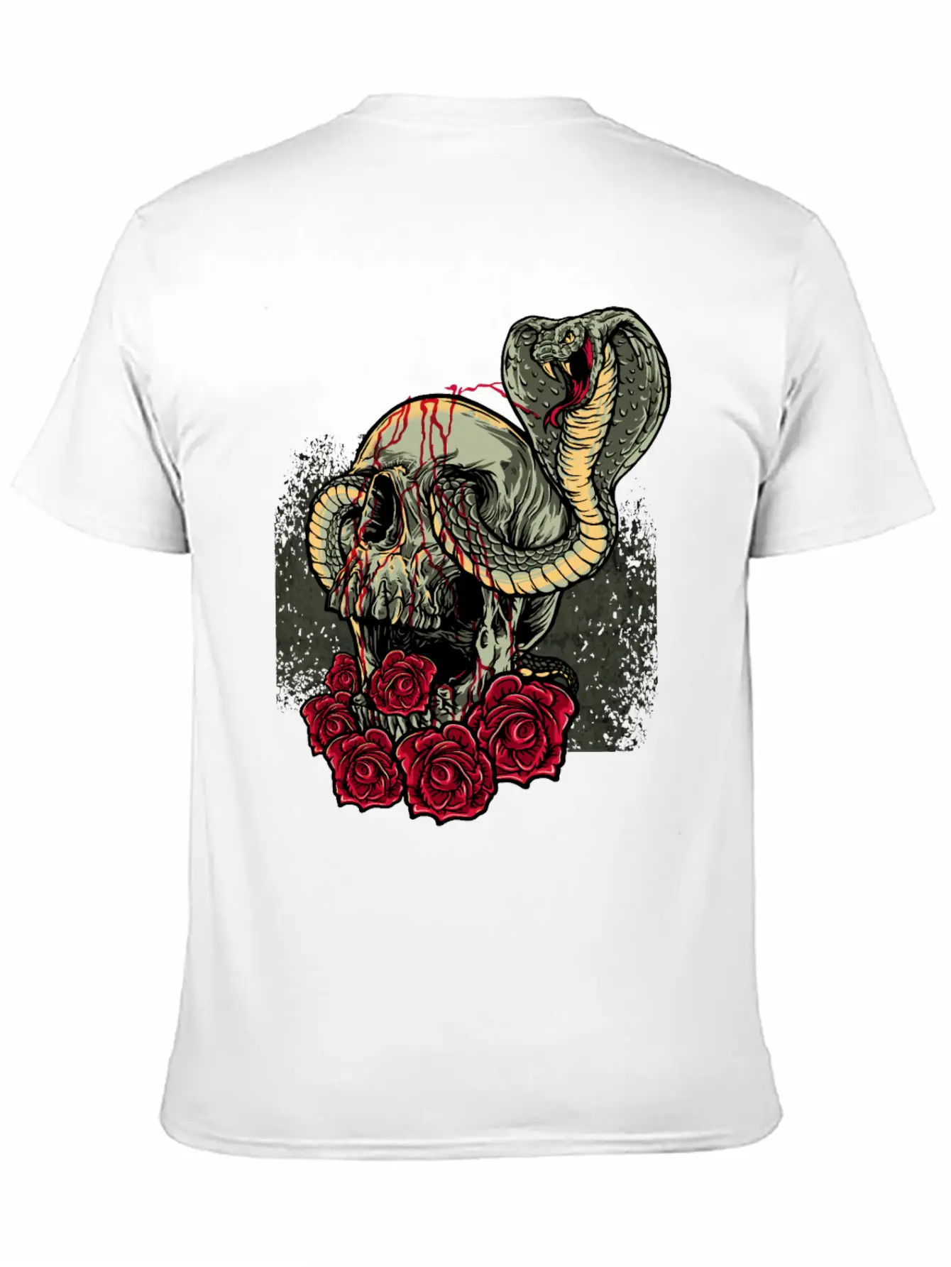 Skull Snake Roses Scary Horror Lightweight Cotton T-Shirt – Daily Comfort Graphic Shirt