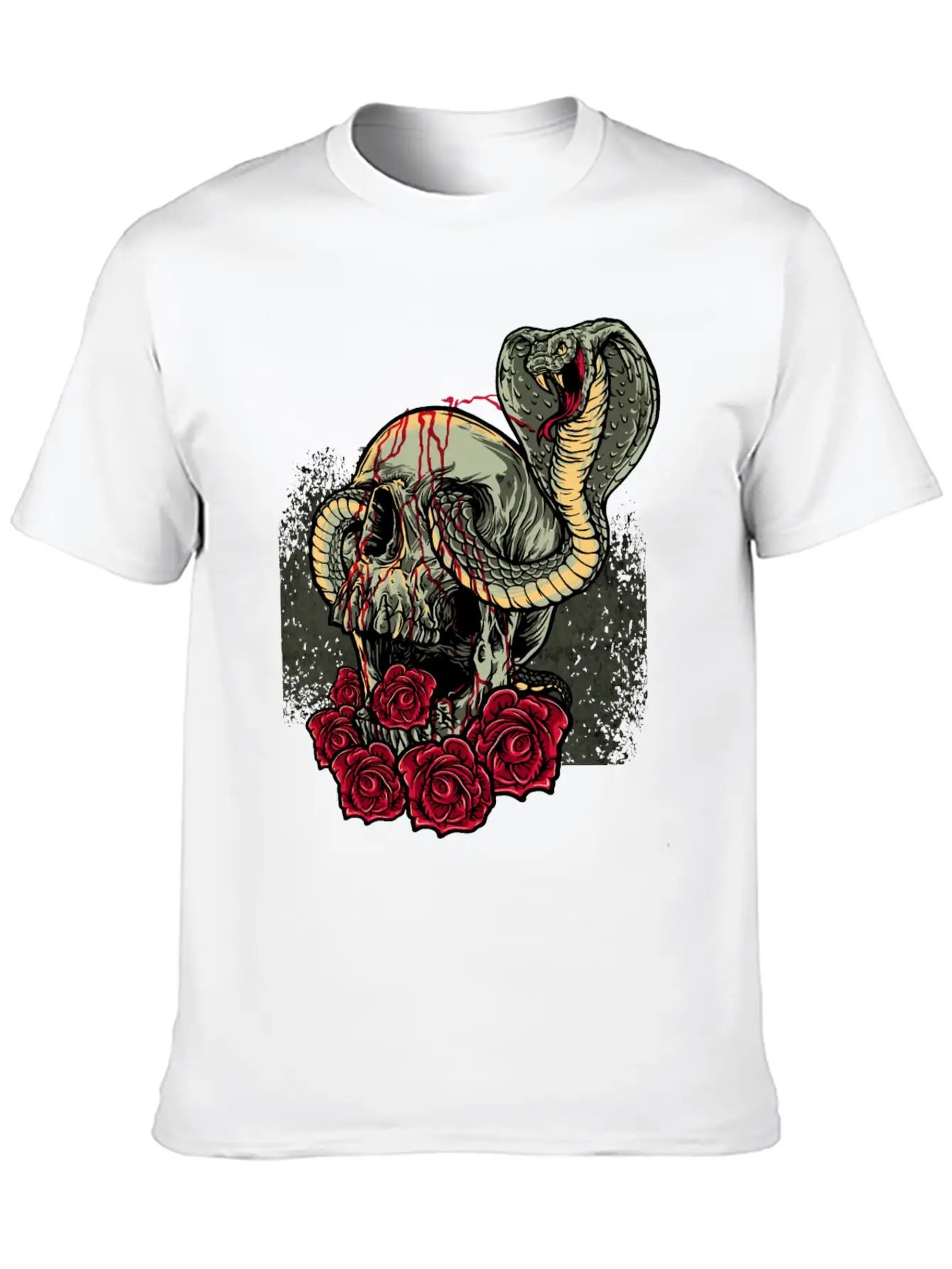 Skull Snake Roses Scary Horror Lightweight Cotton T-Shirt – Daily Comfort Graphic Shirt