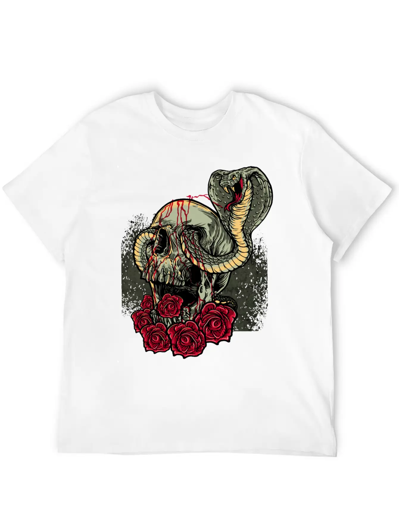 Skull Snake Roses Scary Horror Lightweight Cotton T-Shirt – Daily Comfort Graphic Shirt