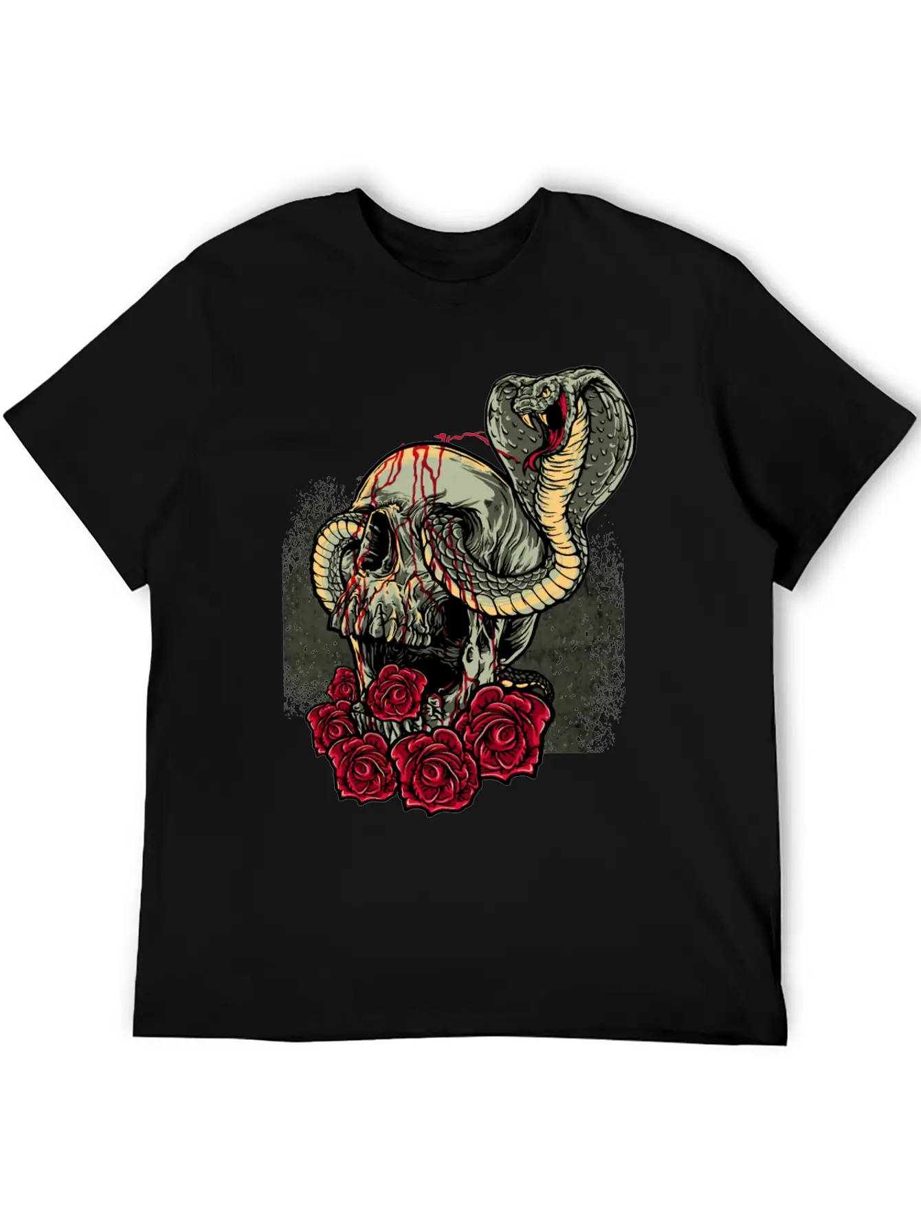 Skull Snake Roses Scary Horror Lightweight Cotton T-Shirt – Daily Comfort Graphic Shirt