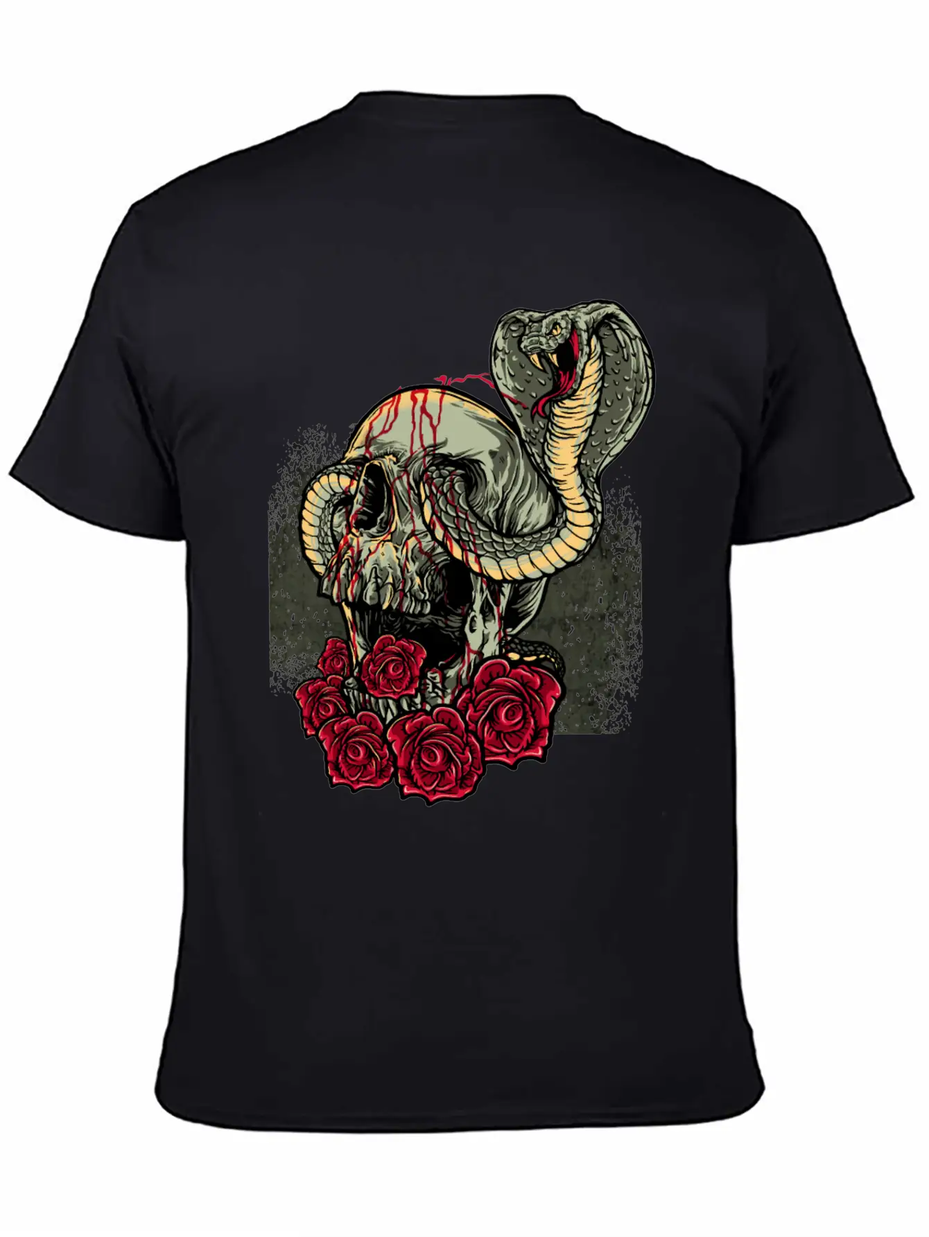Skull Snake Roses Scary Horror Lightweight Cotton T-Shirt – Daily Comfort Graphic Shirt