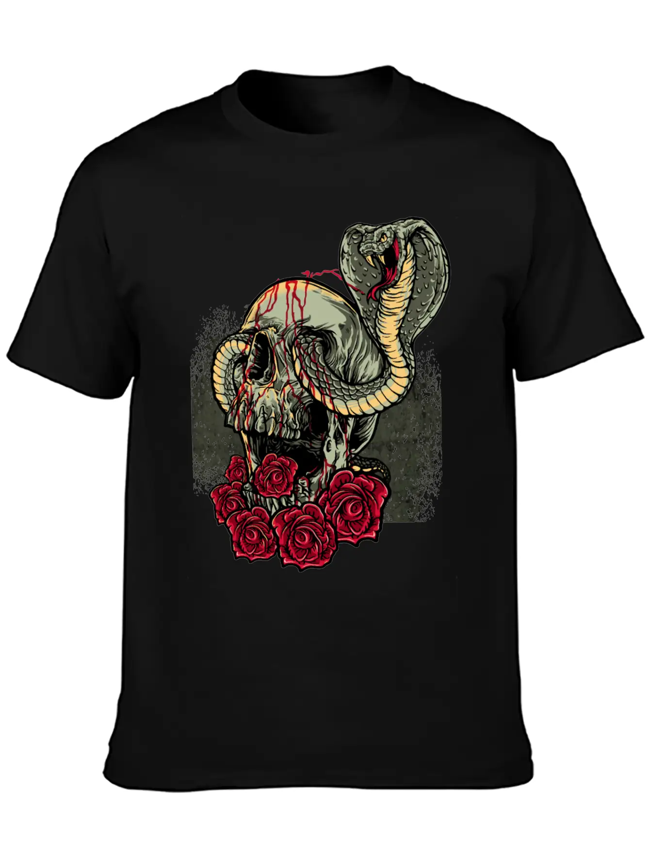 Skull Snake Roses Scary Horror Lightweight Cotton T-Shirt – Daily Comfort Graphic Shirt