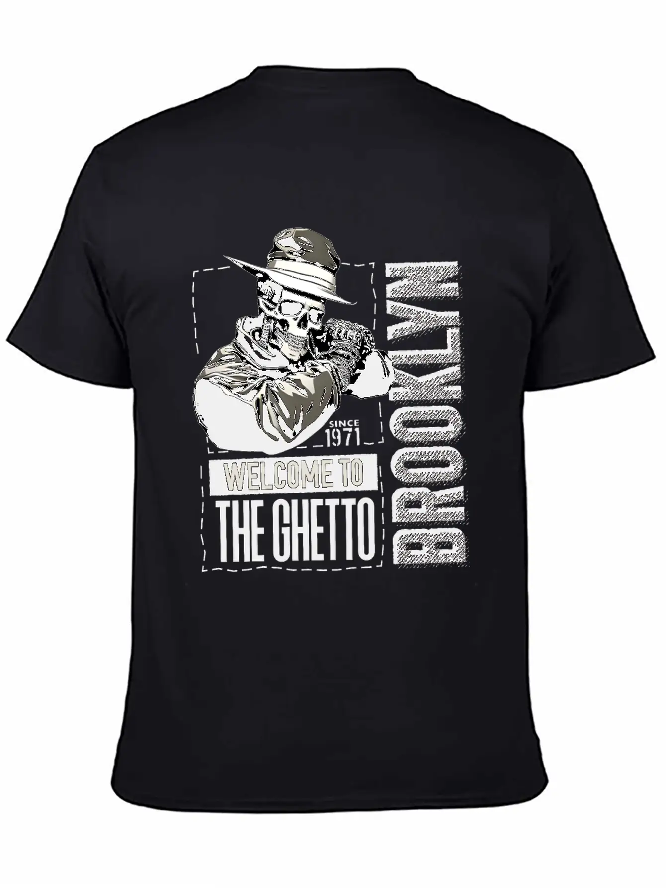 Skull Welcome To The Ghetto Brooklyn New York USA Essential Cotton Tee For Daily Outfits – Unisex Style