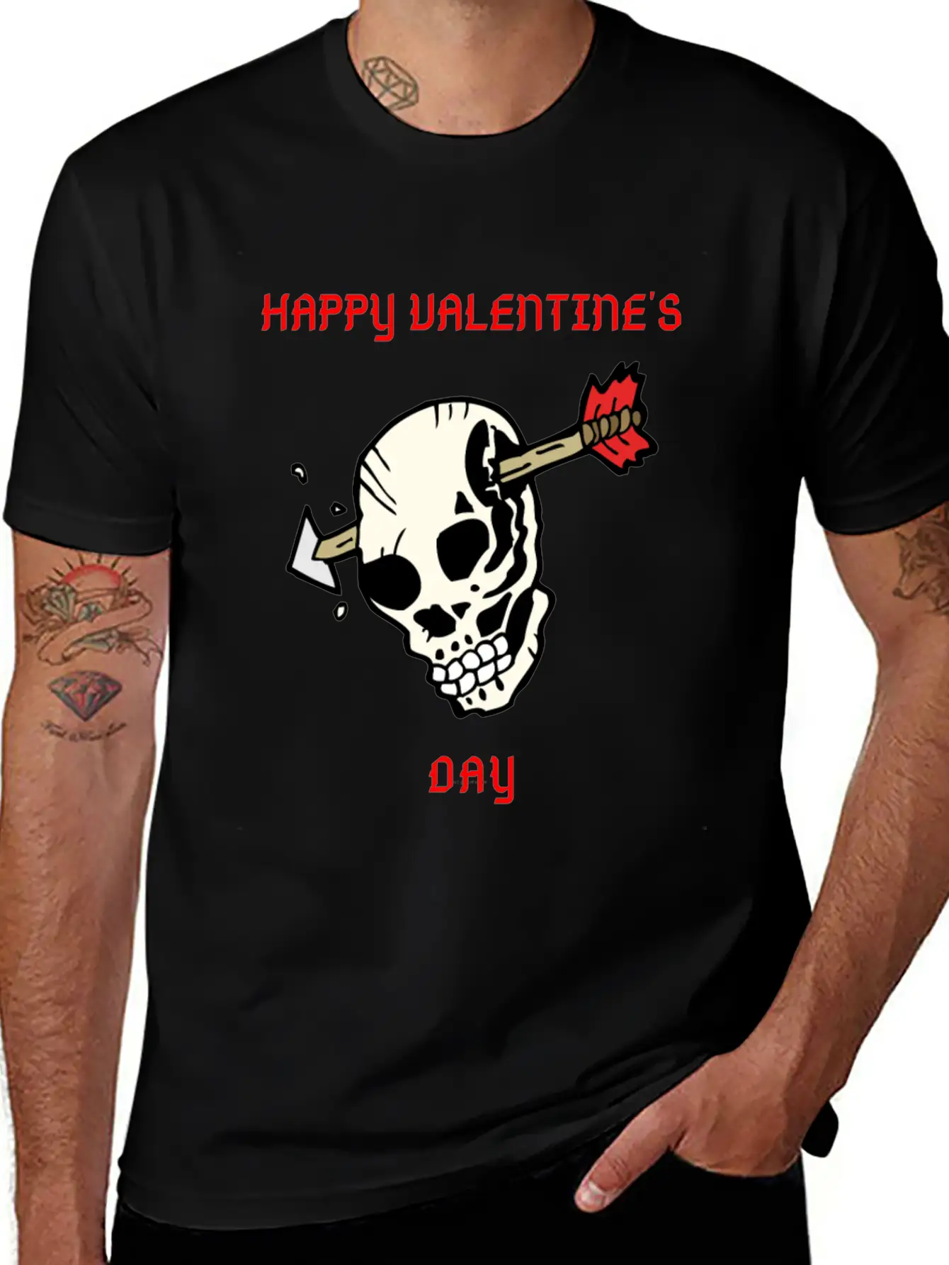 SKULL WITH ARROW VDAY Large Essential Cotton Tee For Daily Outfits – Unisex Style