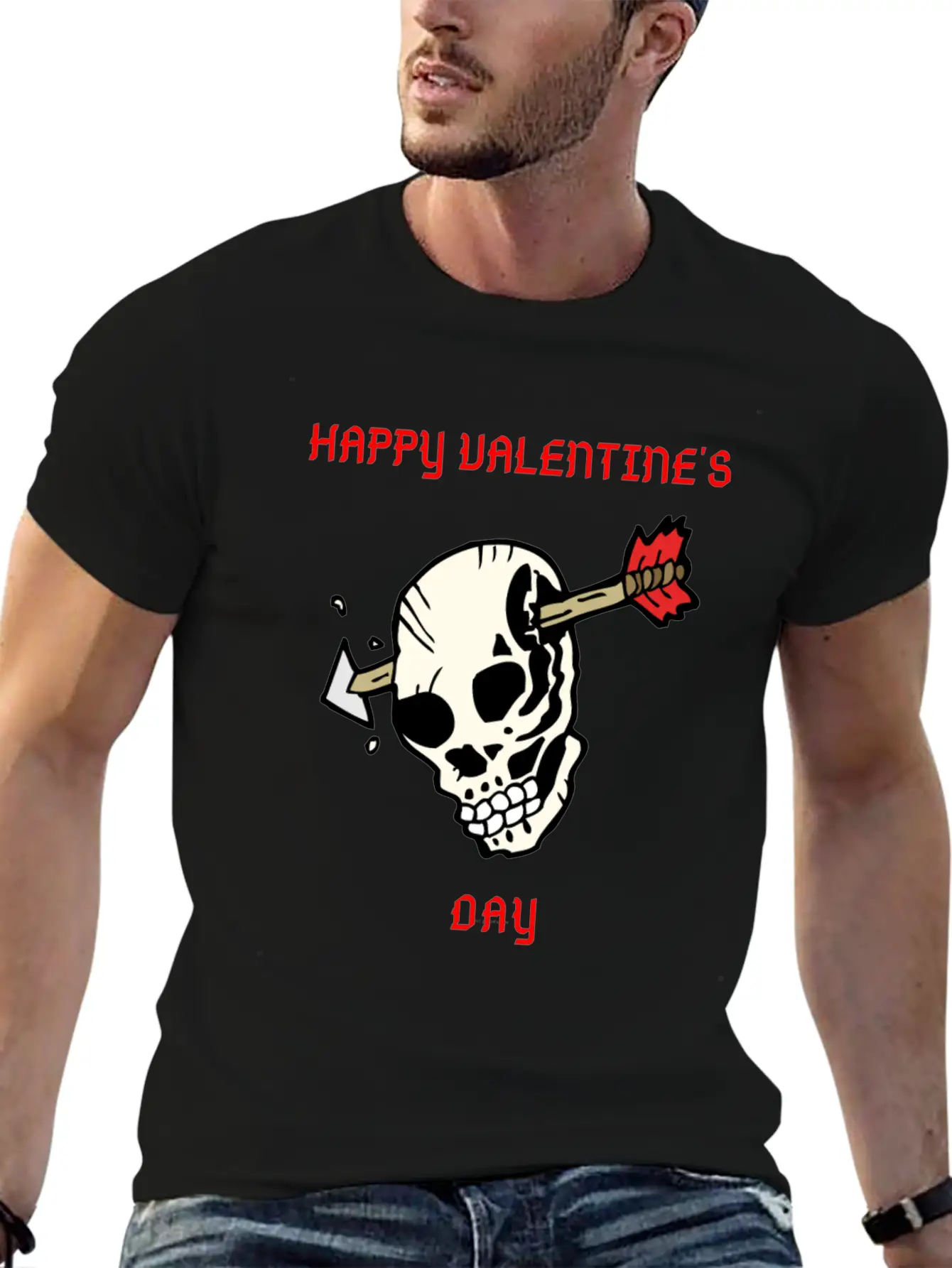 SKULL WITH ARROW VDAY Large Essential Cotton Tee For Daily Outfits – Unisex Style