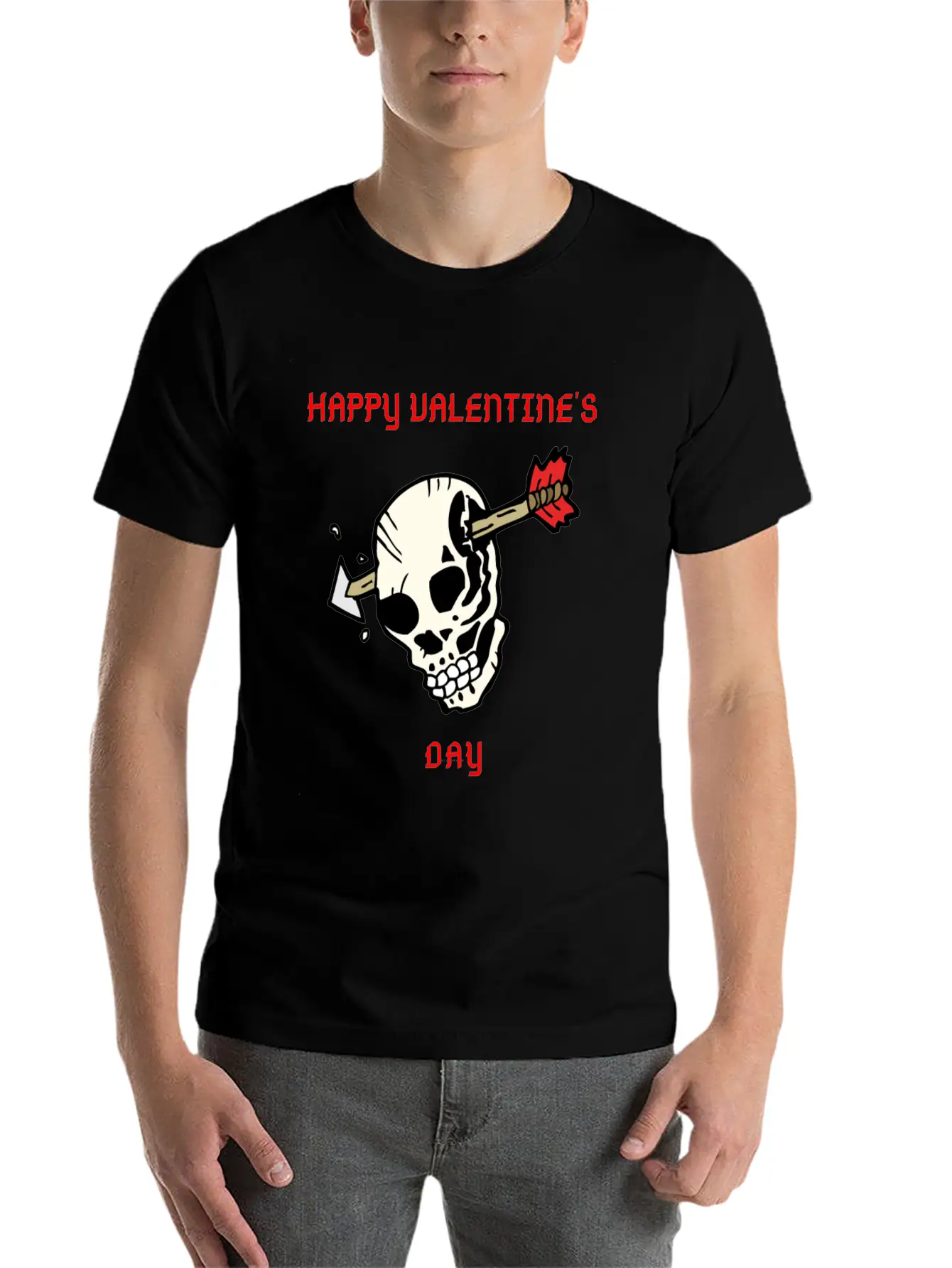 SKULL WITH ARROW VDAY Large Essential Cotton Tee For Daily Outfits – Unisex Style