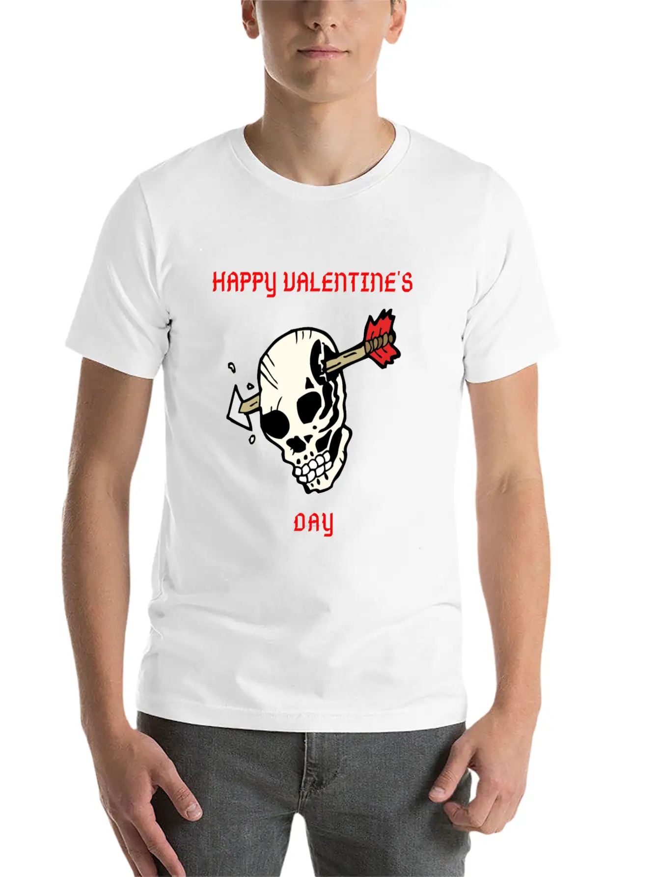 SKULL WITH ARROW VDAY Large Essential Cotton Tee For Daily Outfits – Unisex Style