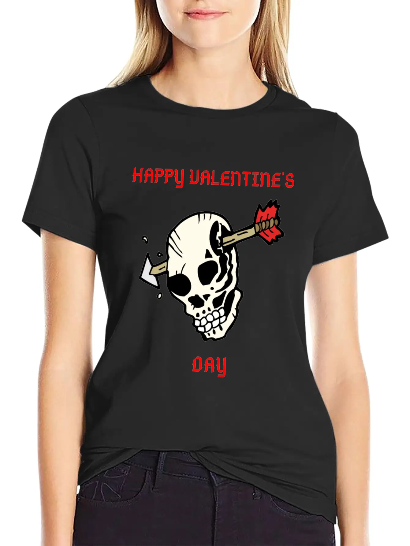 SKULL WITH ARROW VDAY Large Essential Cotton Tee For Daily Outfits – Unisex Style