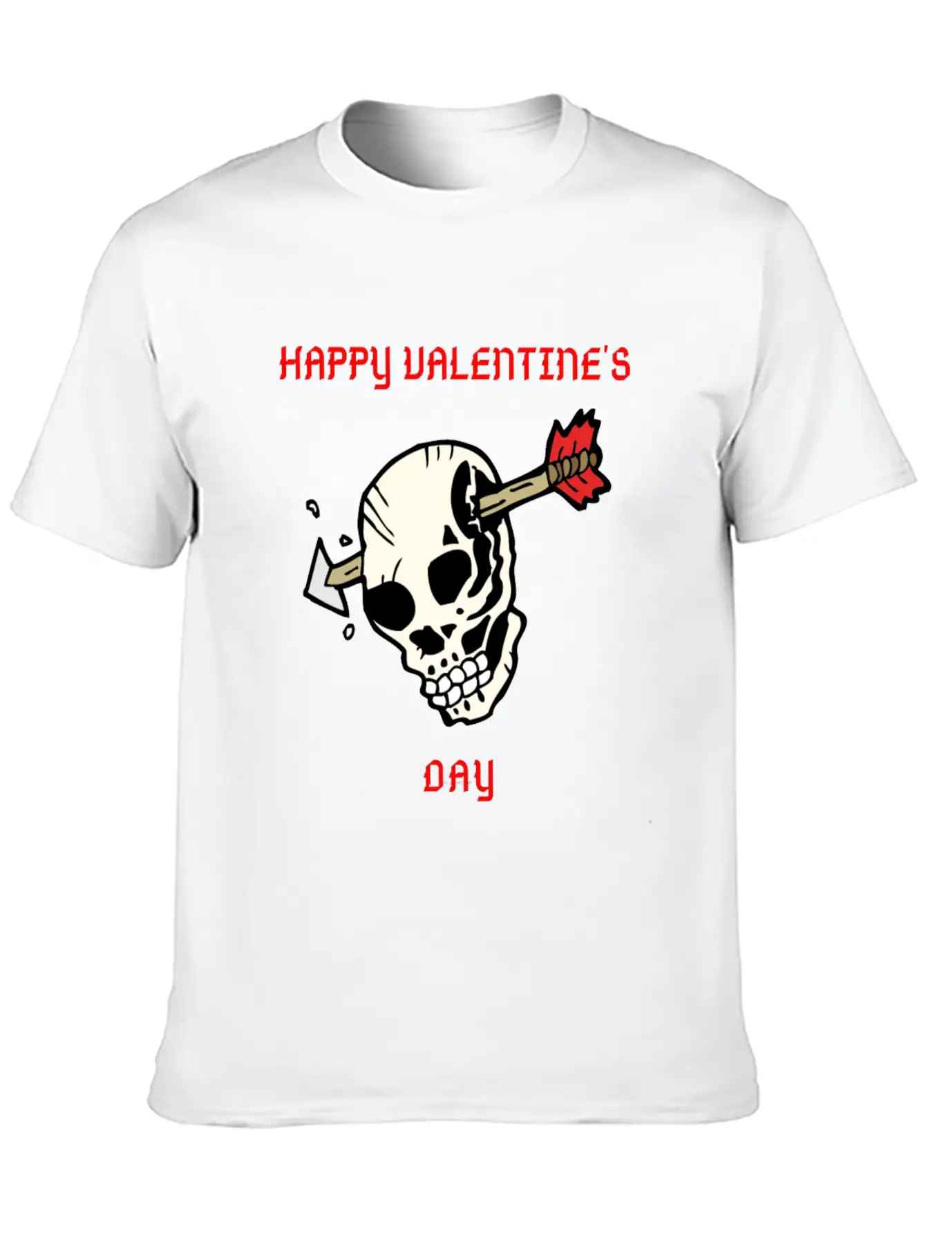 SKULL WITH ARROW VDAY Large Essential Cotton Tee For Daily Outfits – Unisex Style