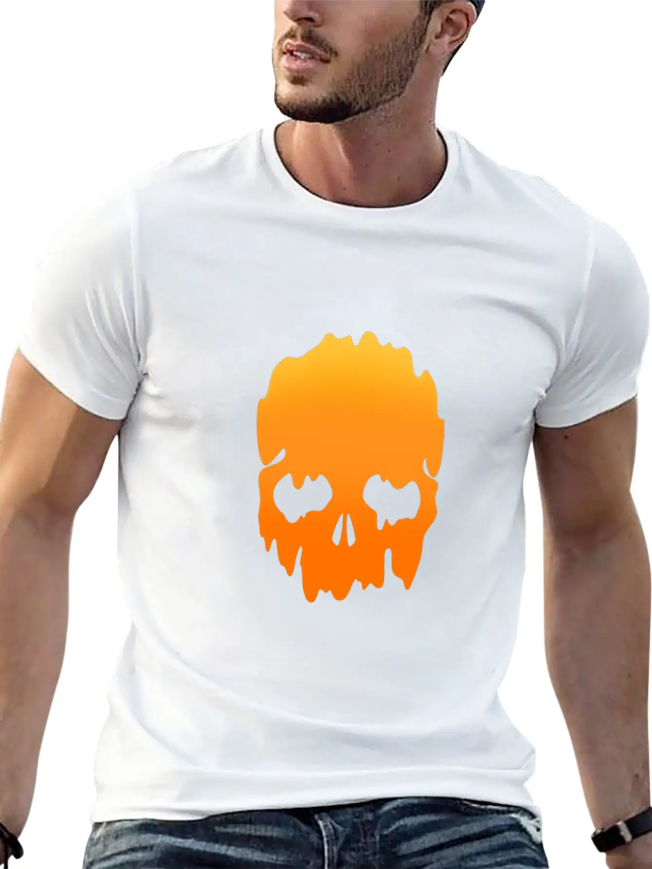 Skull With Colour Gradient Soft Cotton Short Sleeve Tee – Unisex Wardrobe Staple