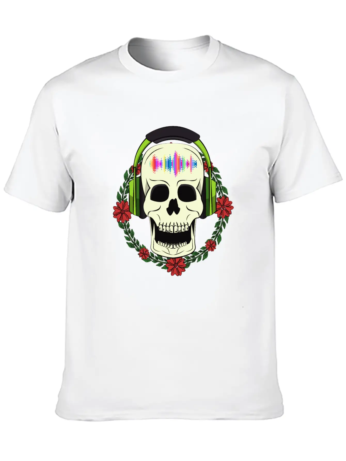 Skull With Earphones Modern Fit Casual T-Shirt – Clean And Versatile Design
