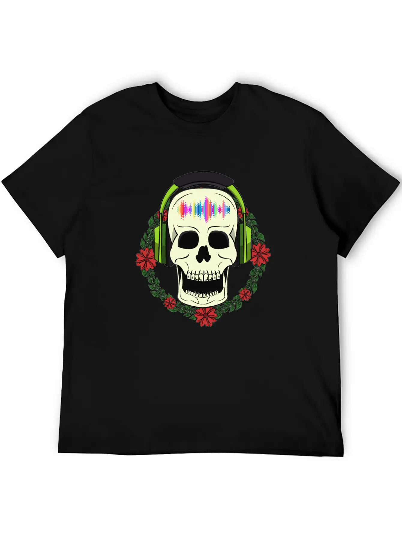 Skull With Earphones Modern Fit Casual T-Shirt – Clean And Versatile Design