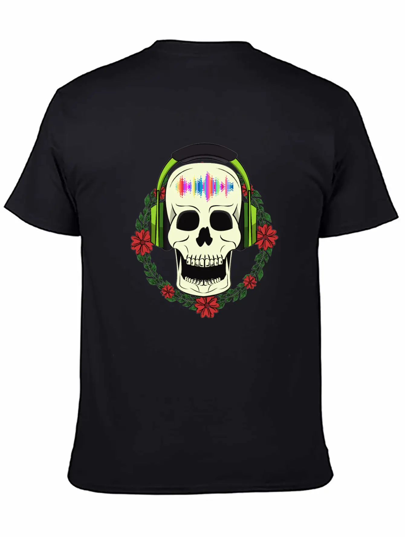 Skull With Earphones Modern Fit Casual T-Shirt – Clean And Versatile Design