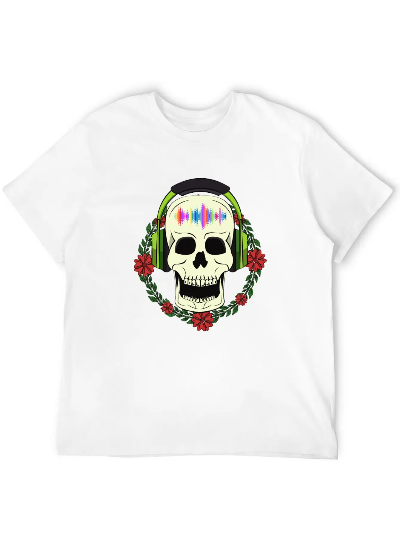 Skull With Earphones Modern Fit Casual T-Shirt – Clean And Versatile Design