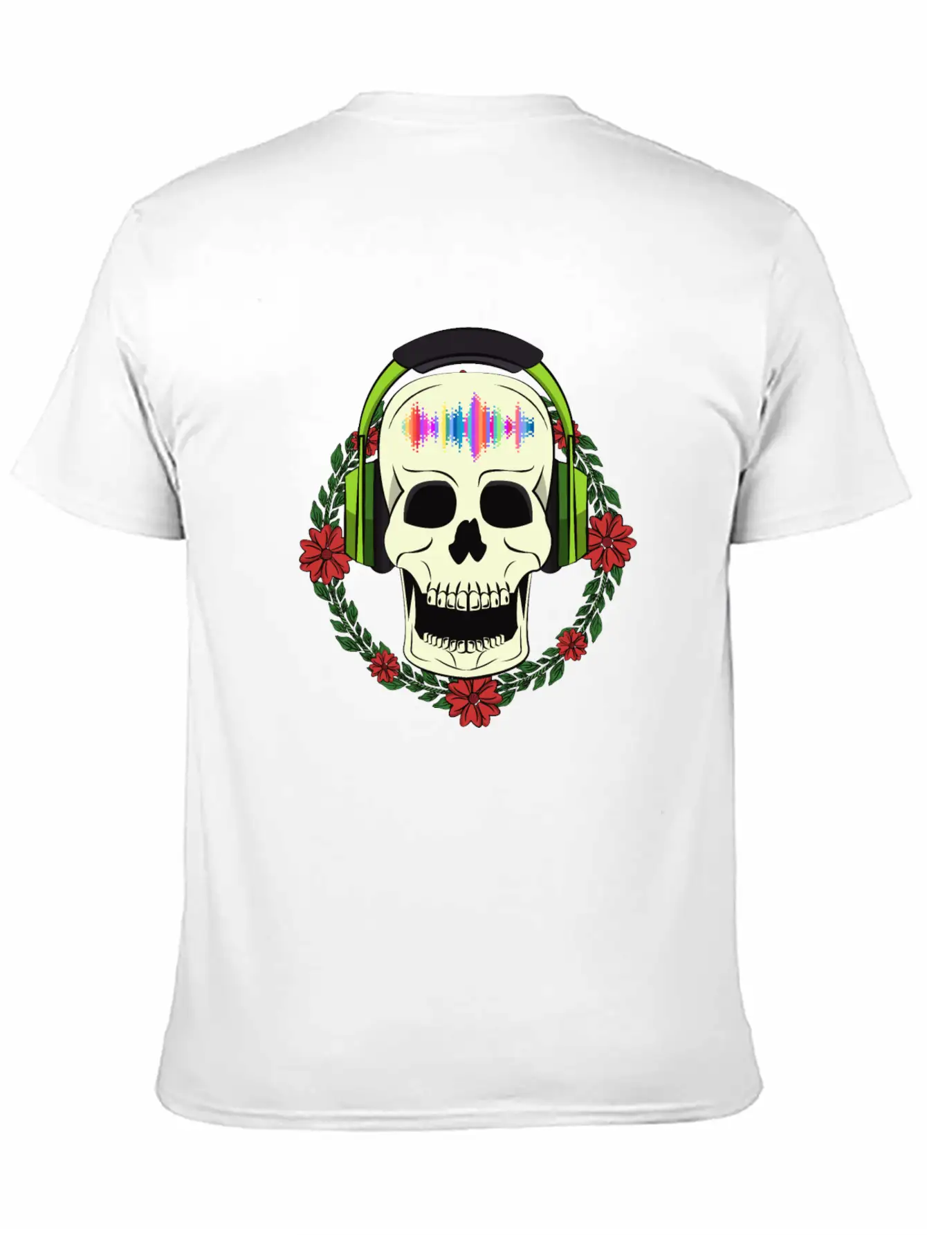Skull With Earphones Modern Fit Casual T-Shirt – Clean And Versatile Design