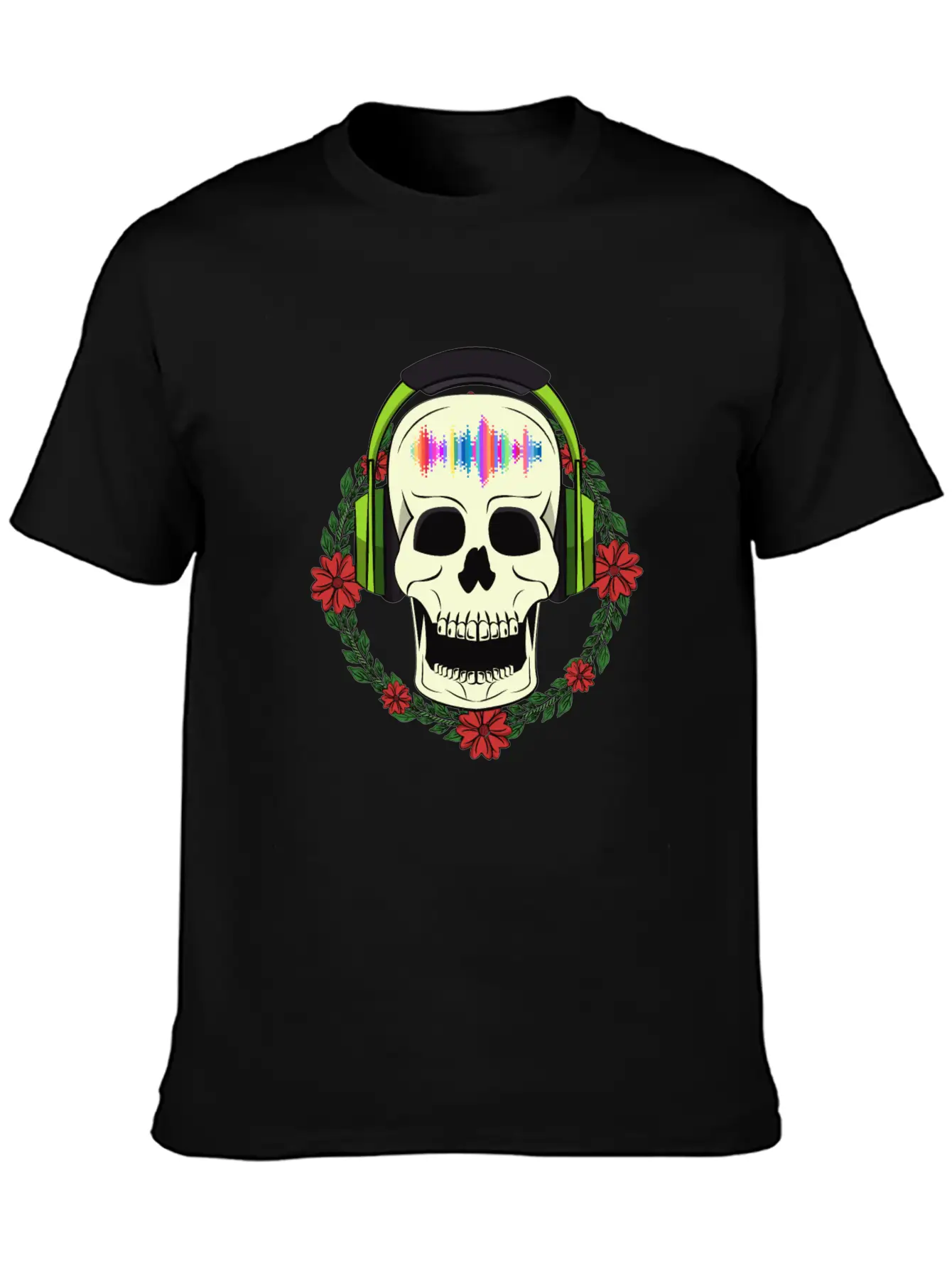 Skull With Earphones Modern Fit Casual T-Shirt – Clean And Versatile Design