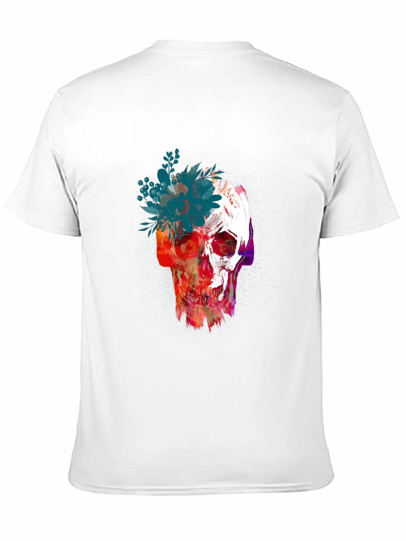 Skull With Flowers Lightweight Cotton T-Shirt – Daily Comfort Graphic Shirt