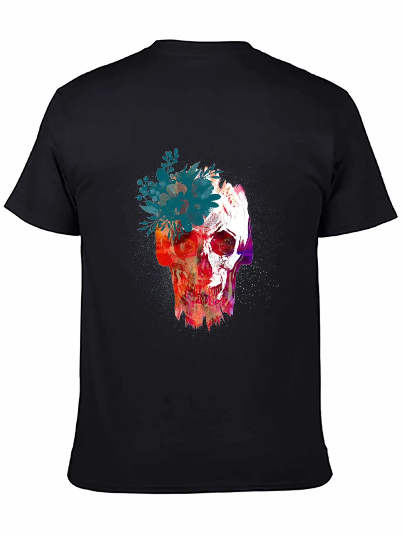 Skull With Flowers Lightweight Cotton T-Shirt – Daily Comfort Graphic Shirt