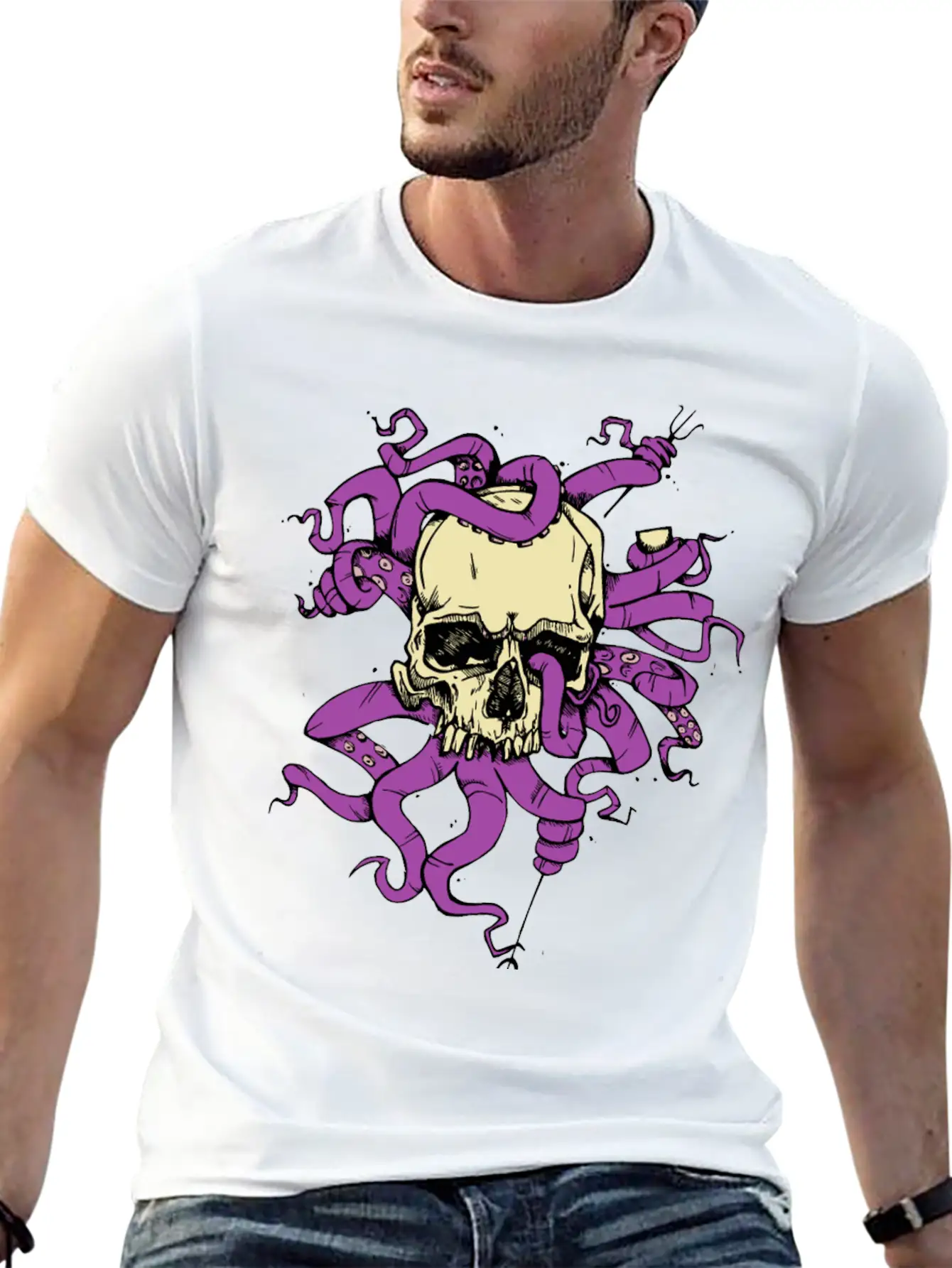 Skulltopus COLORED Modern Fit Casual T-Shirt – Clean And Versatile Design