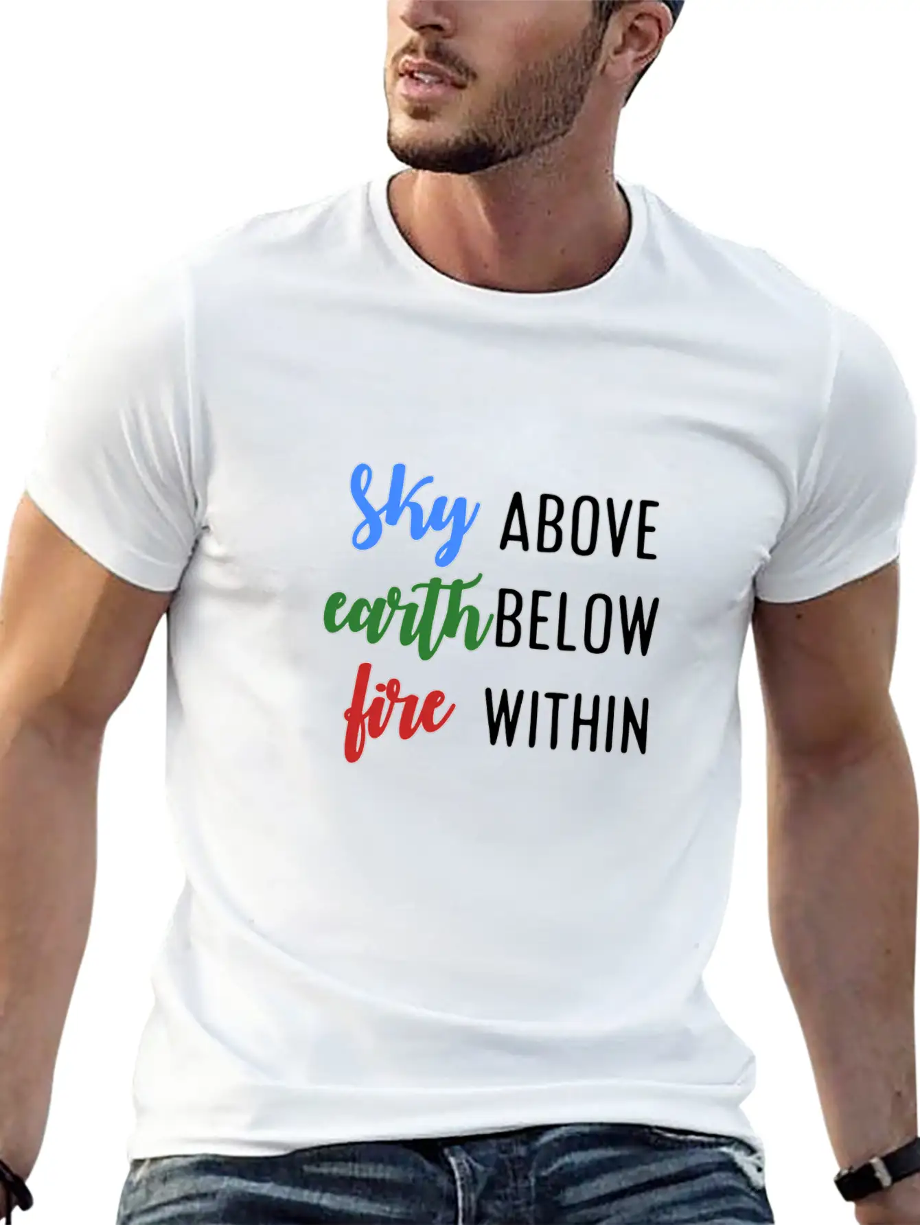 Sky Earth Fire Modern Fit Casual T-Shirt – Clean And Versatile Design