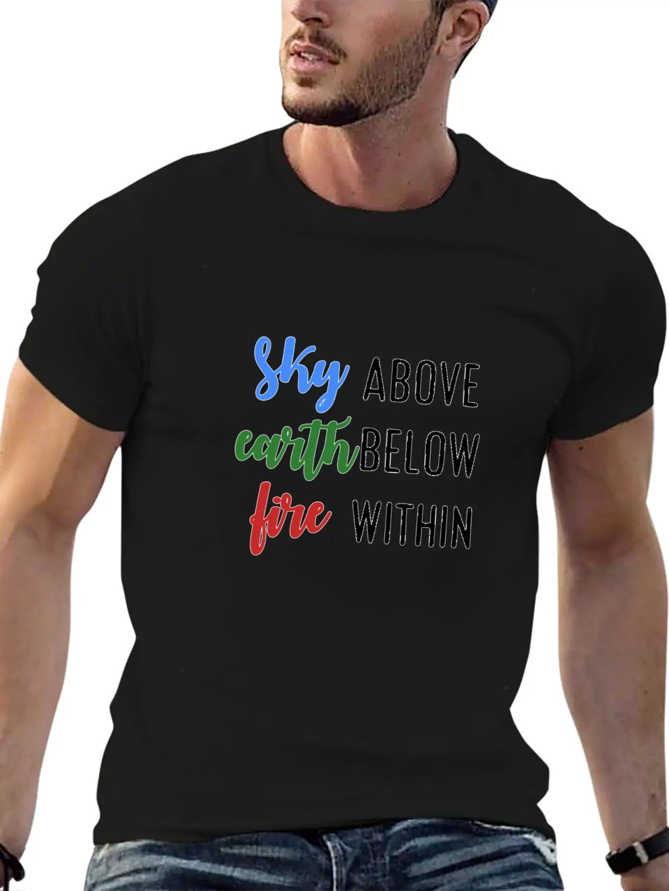 Sky Earth Fire Modern Fit Casual T-Shirt – Clean And Versatile Design