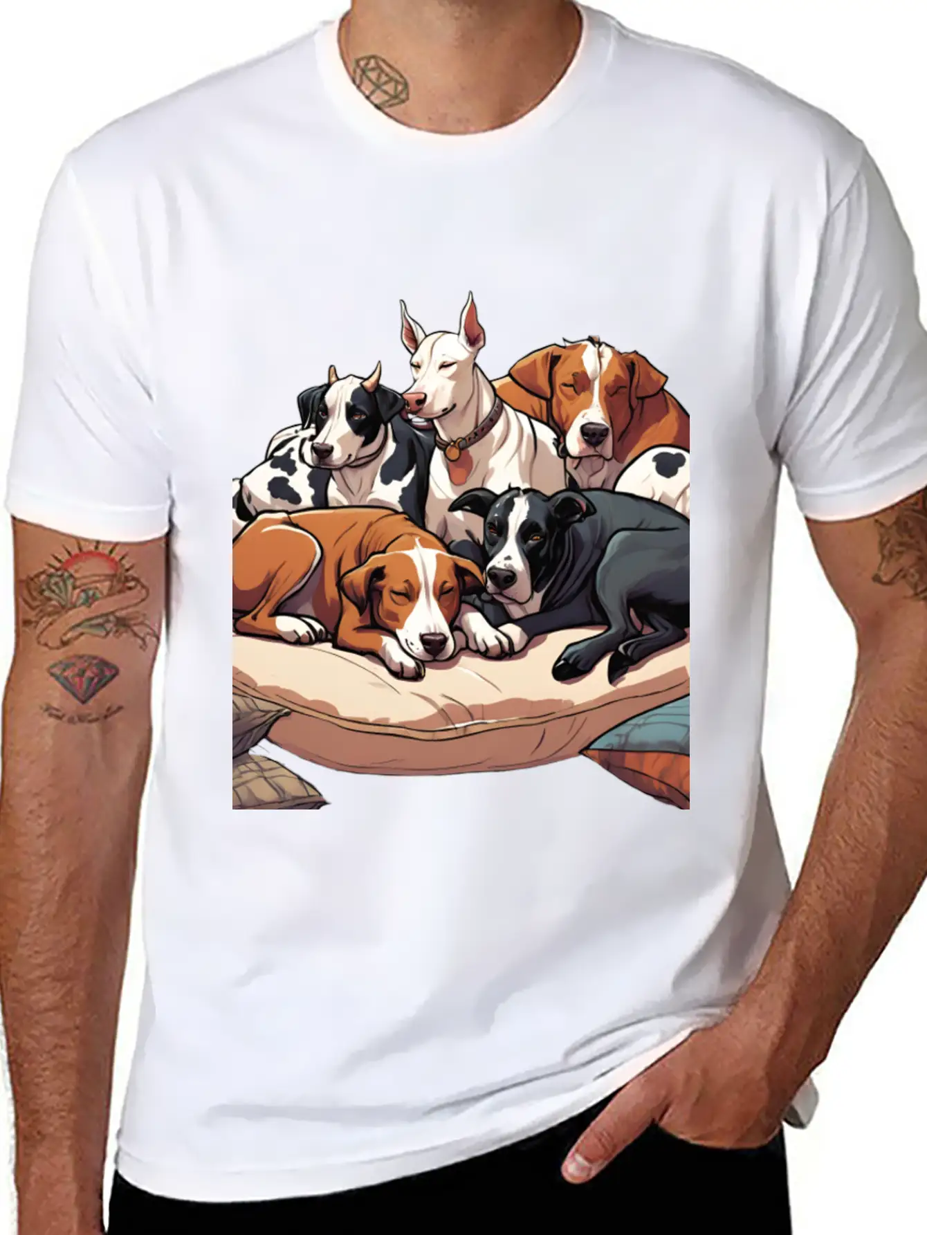 Sleeping Pile Of Lancashire Heeler Dogs Unisex Casual T-Shirt – Clean Design For Daily Comfort